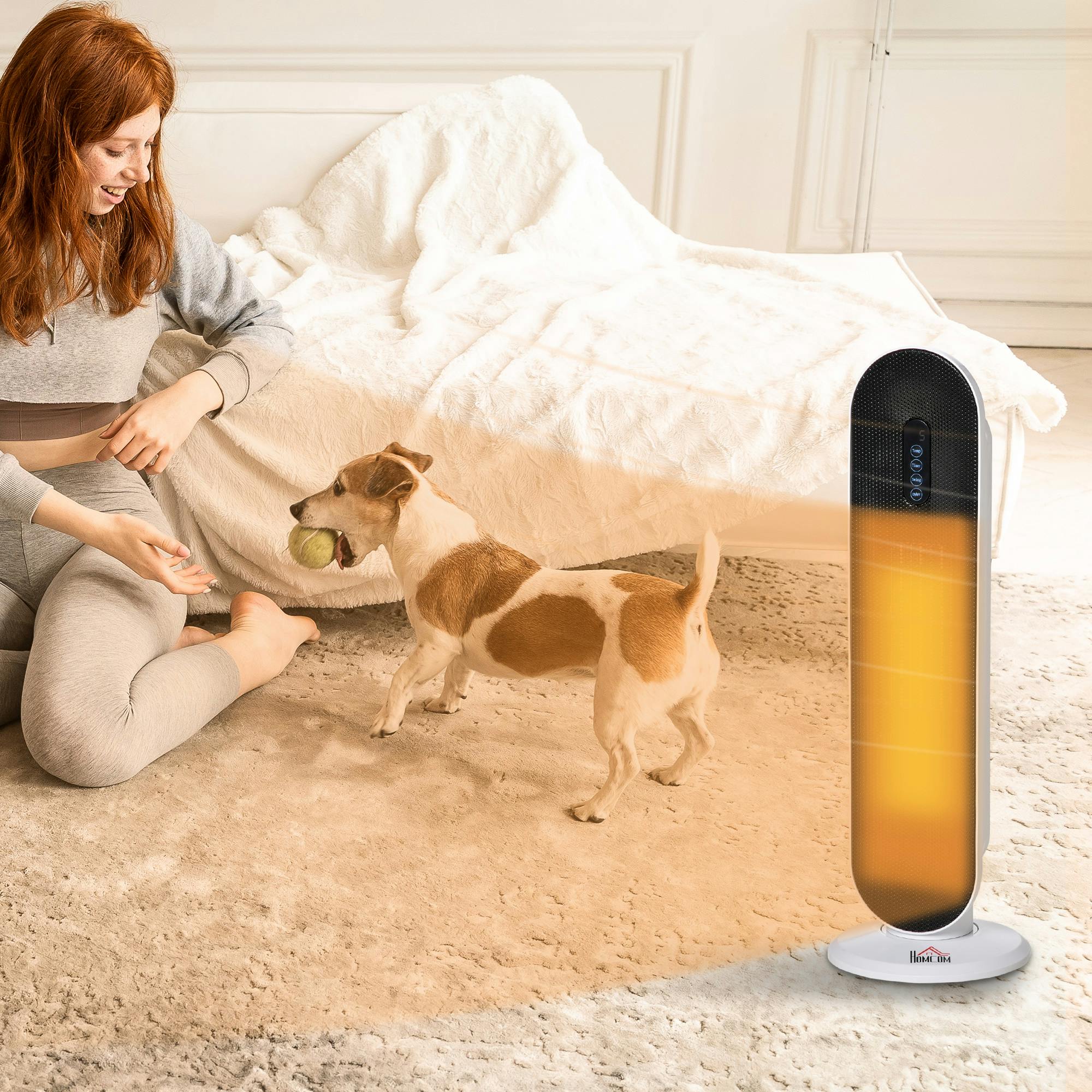 Homcom Ceramic Space Heater With 45 Degree Oscillation, Remote Control - White - Image 11
