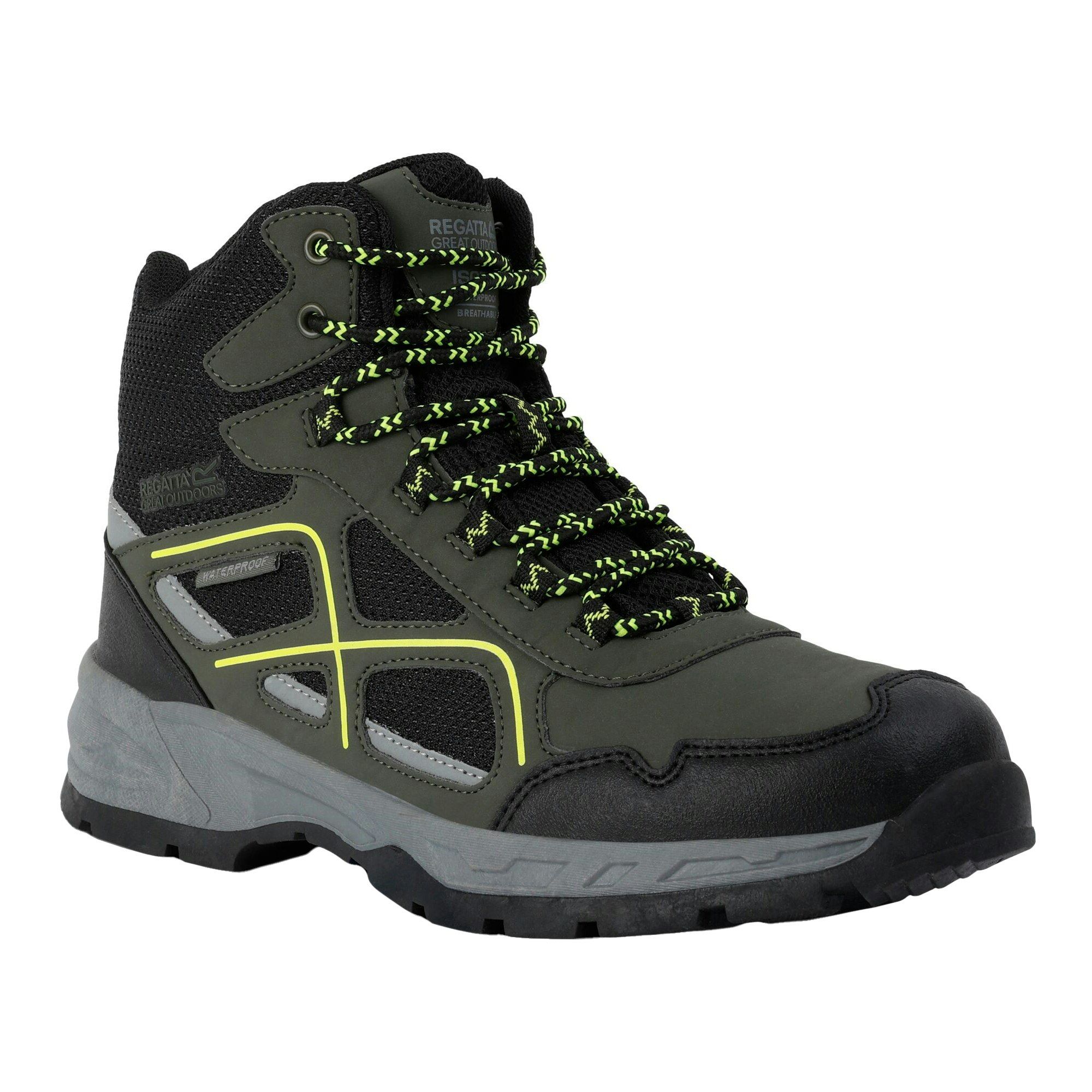 Regatta Men's Dark Vendeavour Walking Boots - Khaki/Lime Punch - Khaki/Lime Punch - Size 7 Uk