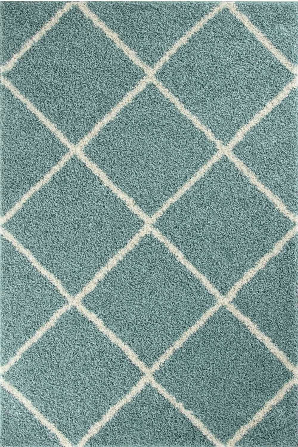 Rackhams Blue Moroccan Duck Egg Shaggy Rug | 550 - 160X230 Cm