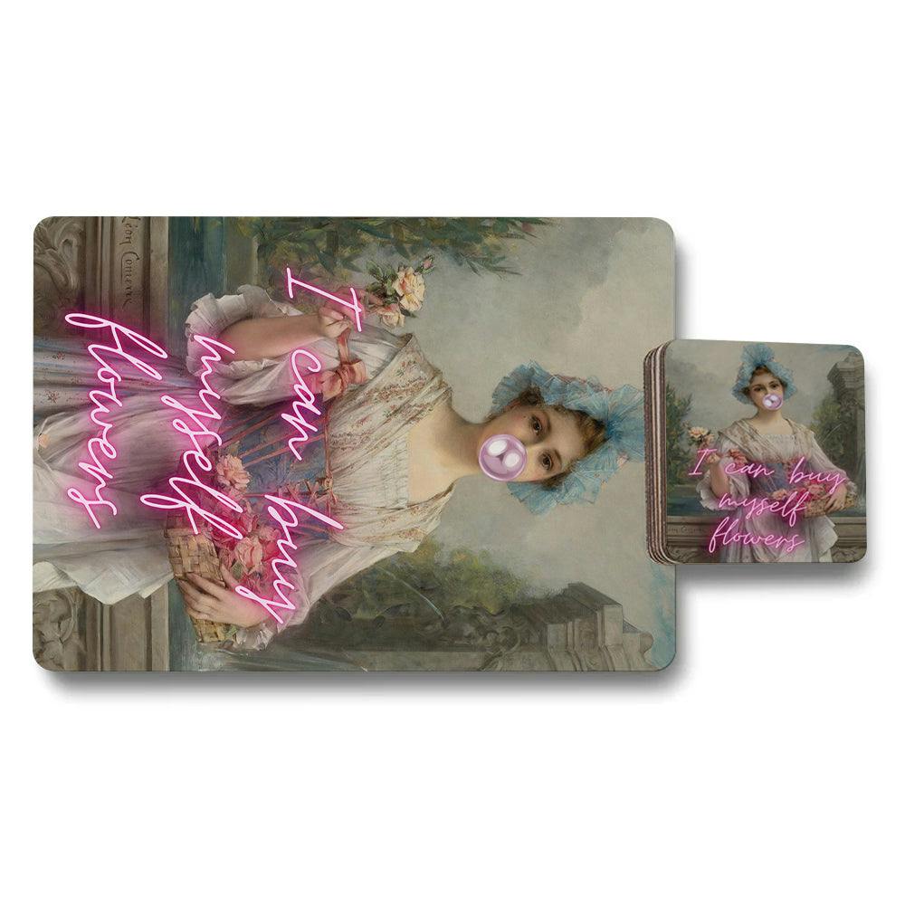 Benjamin Tate Design Set Of 12 Placemats And Coasters With Designer Artwork And Wood Bottom