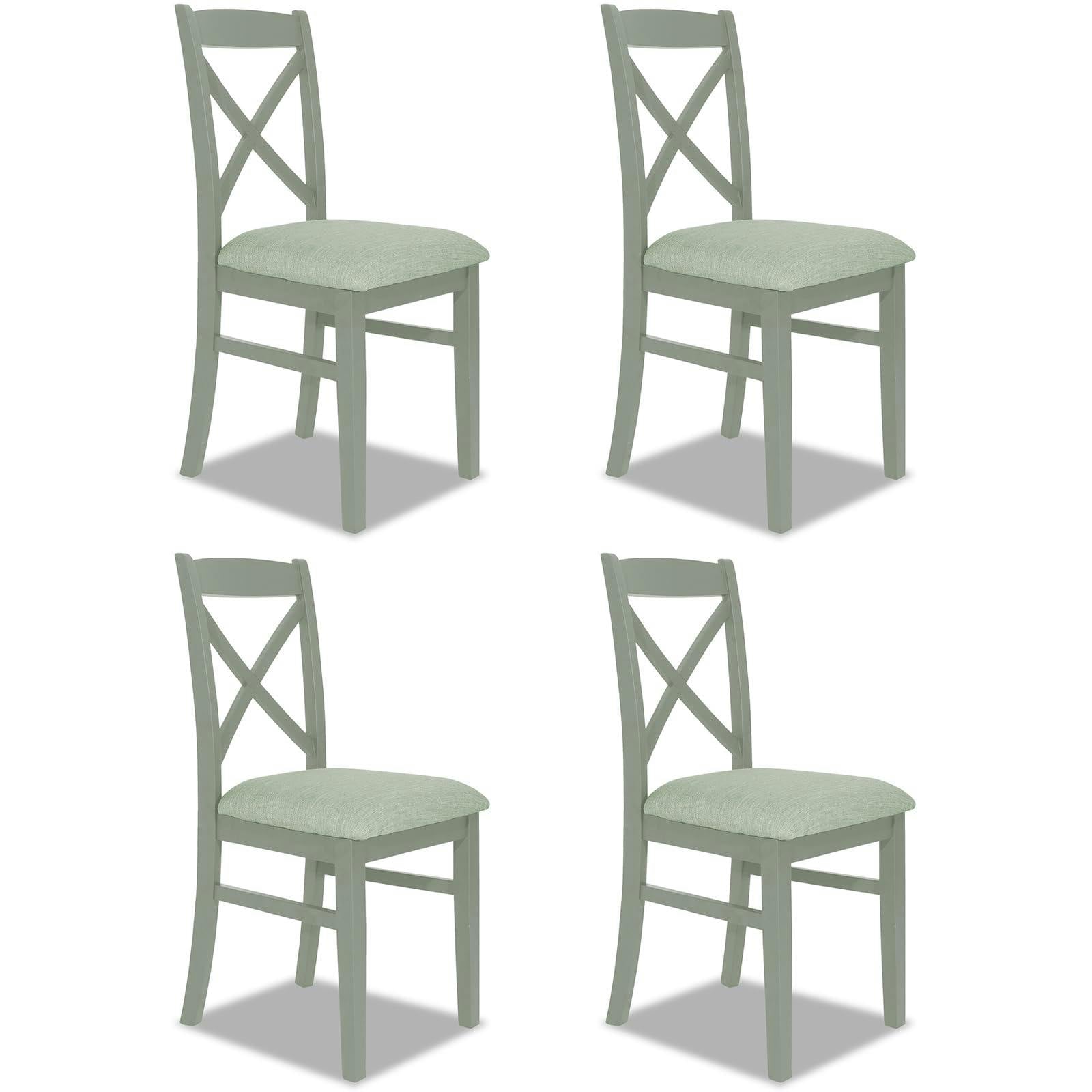 Rackhams Green Florence Crossback Upholstered Seat Dining Chairs Set Of 4 - Sage