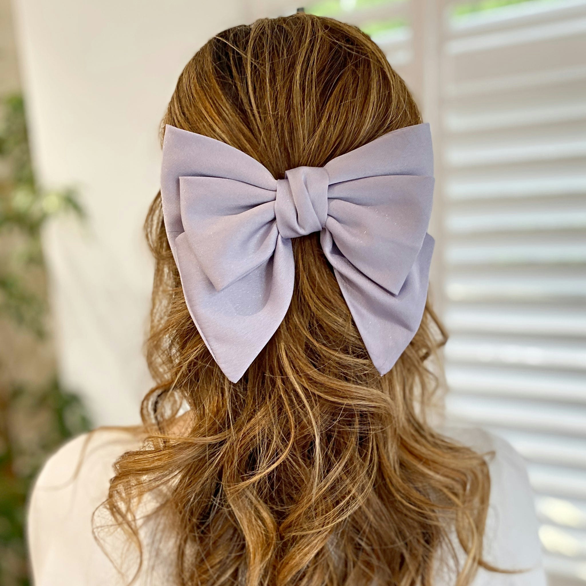 Queenmee Accessories Lilac Satin Hair Bow Hair Clip