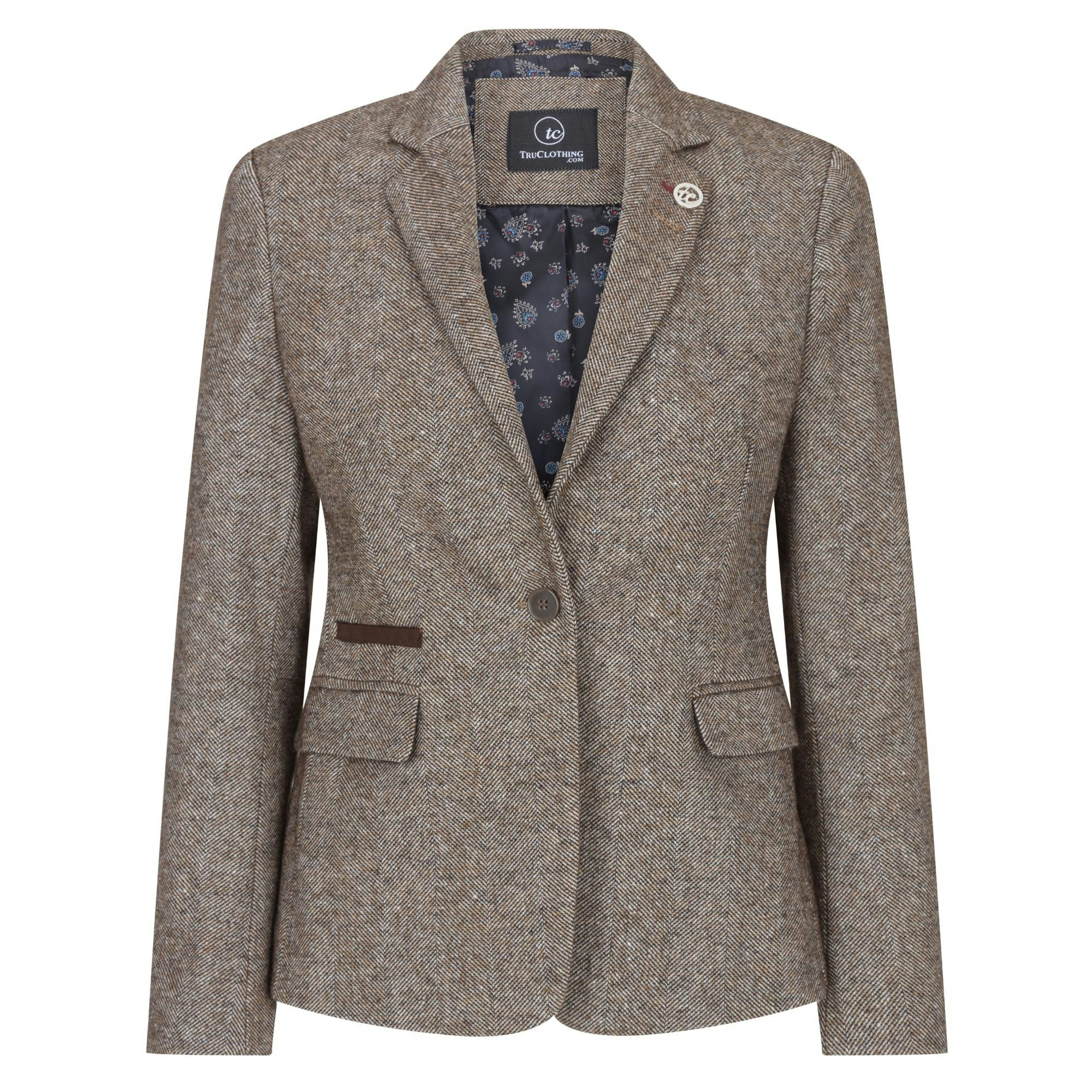 Truclothing Women's Brown Wsn06 - 1920S Suit Tweed Blazer Waistcoat & Trousers - Uk 8 - Blazer