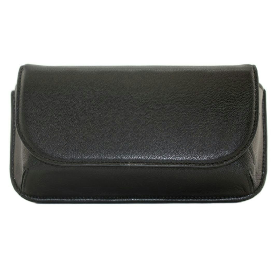 Mala Leather Unisex Black Large Structured Glasses / Sunglasses Case