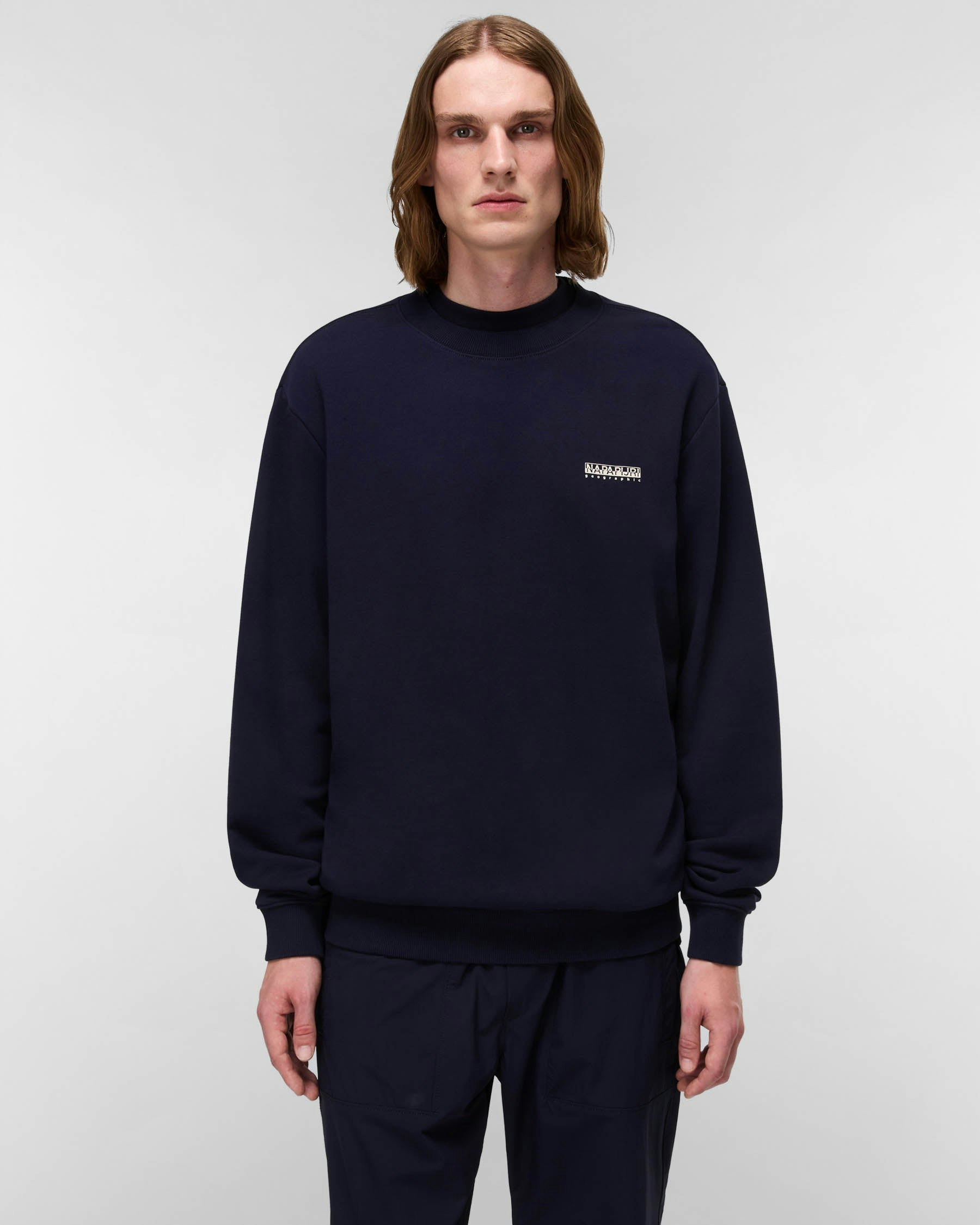 Napapijri Men's Blue Small Box Crew Neck Sweatshirt - Marine 176 - Marine 176 - Xl