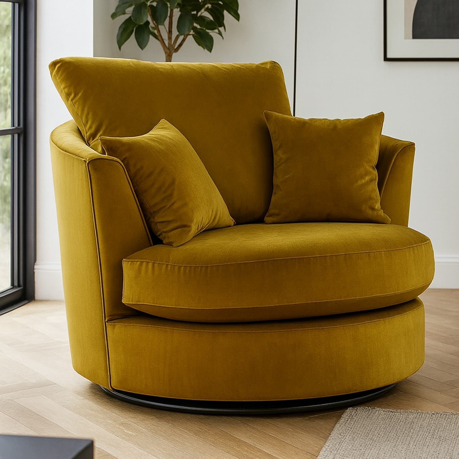 Rackhams Gold Brooklyn Plush Velvet Swivel Chair