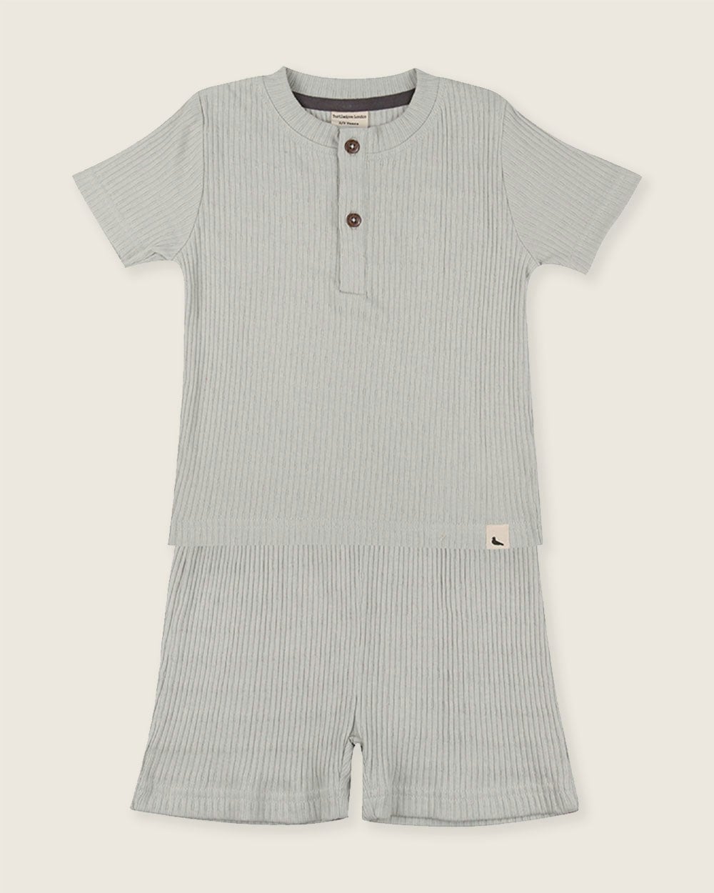 Turtledove London Light/Green Rib Top & Short Set - 0-6 Months