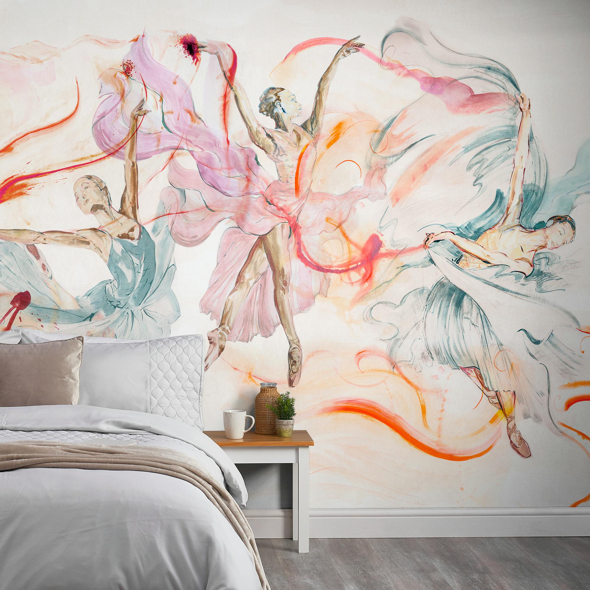 Grandeco Pink Ballet Dancers 7 Panel Wallpaper Mural 3.71 X 2.8M,