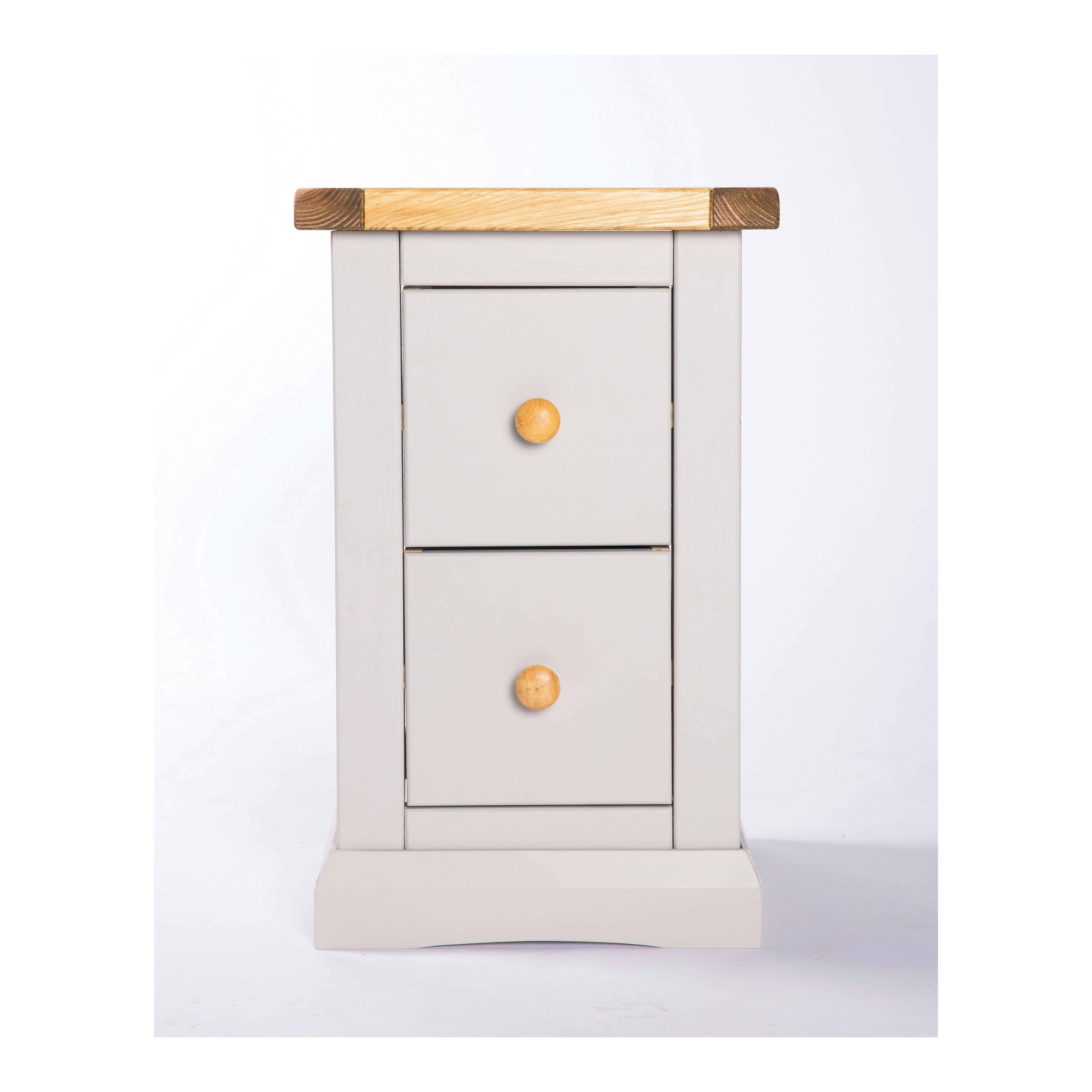 Cabinet Bits Light/Grey Loreo 2 Drawer Petite Bedside Table