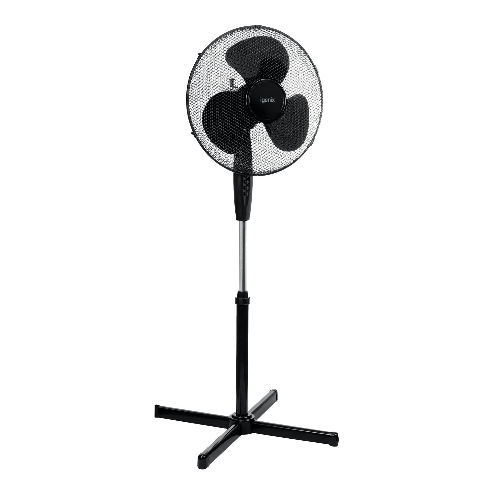 Igenix Black 16 Inch Pedestal Fan, 3 Speeds,