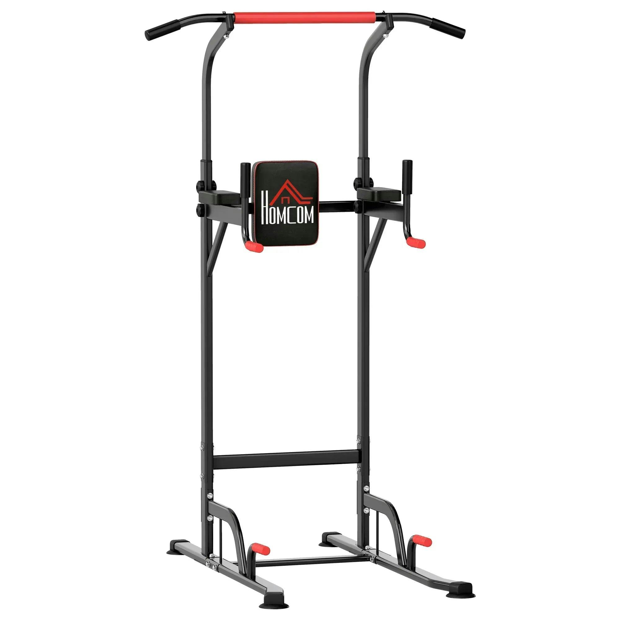 Homcom Unisex Black Power Tower Pull Up Bar, Adjustable Height For Home Gym In | : Standard - Image 4