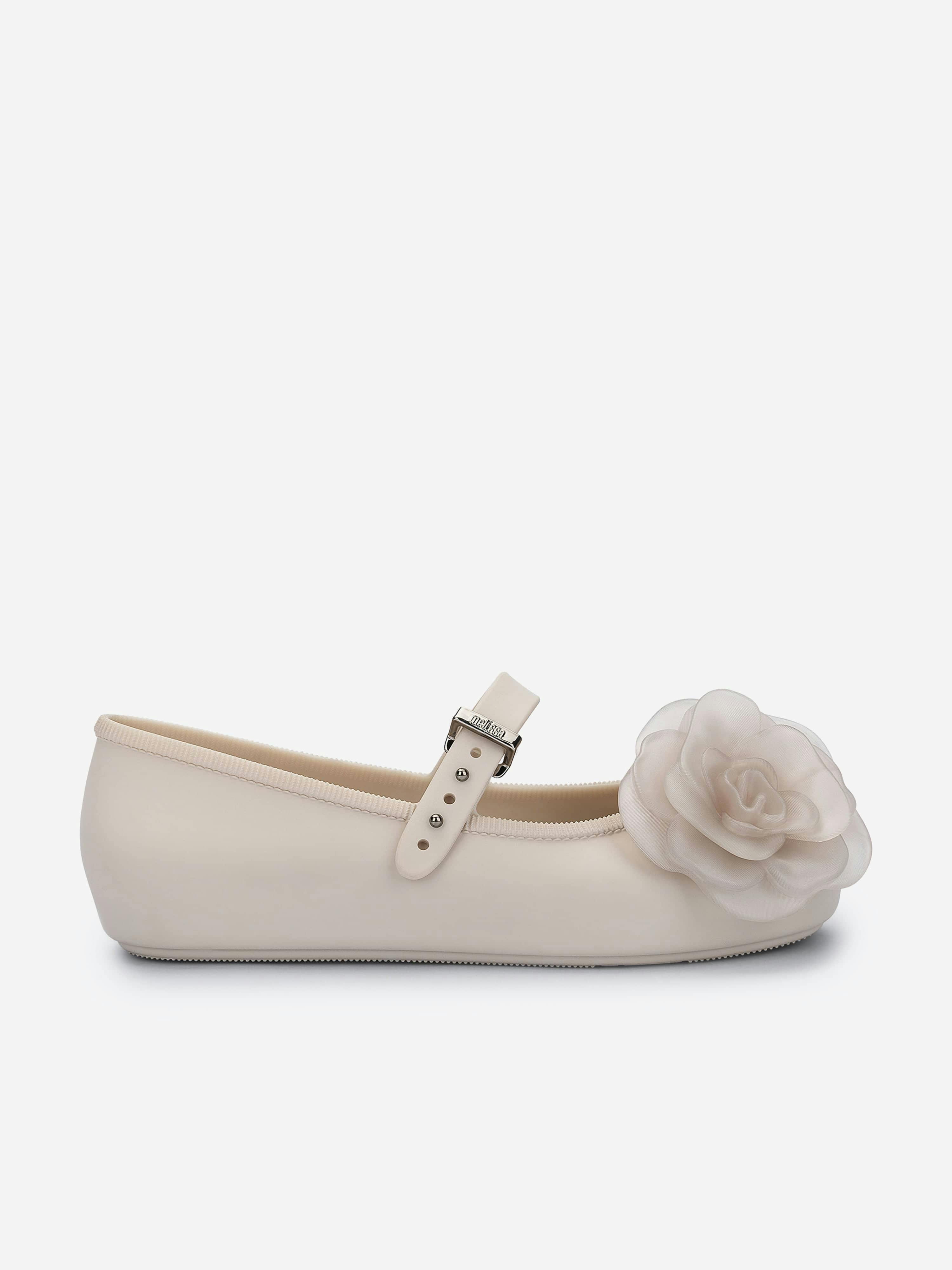 Mini Melissa Girls Beige Soft Petals Ballerinas In - Eu 30 Uk 11