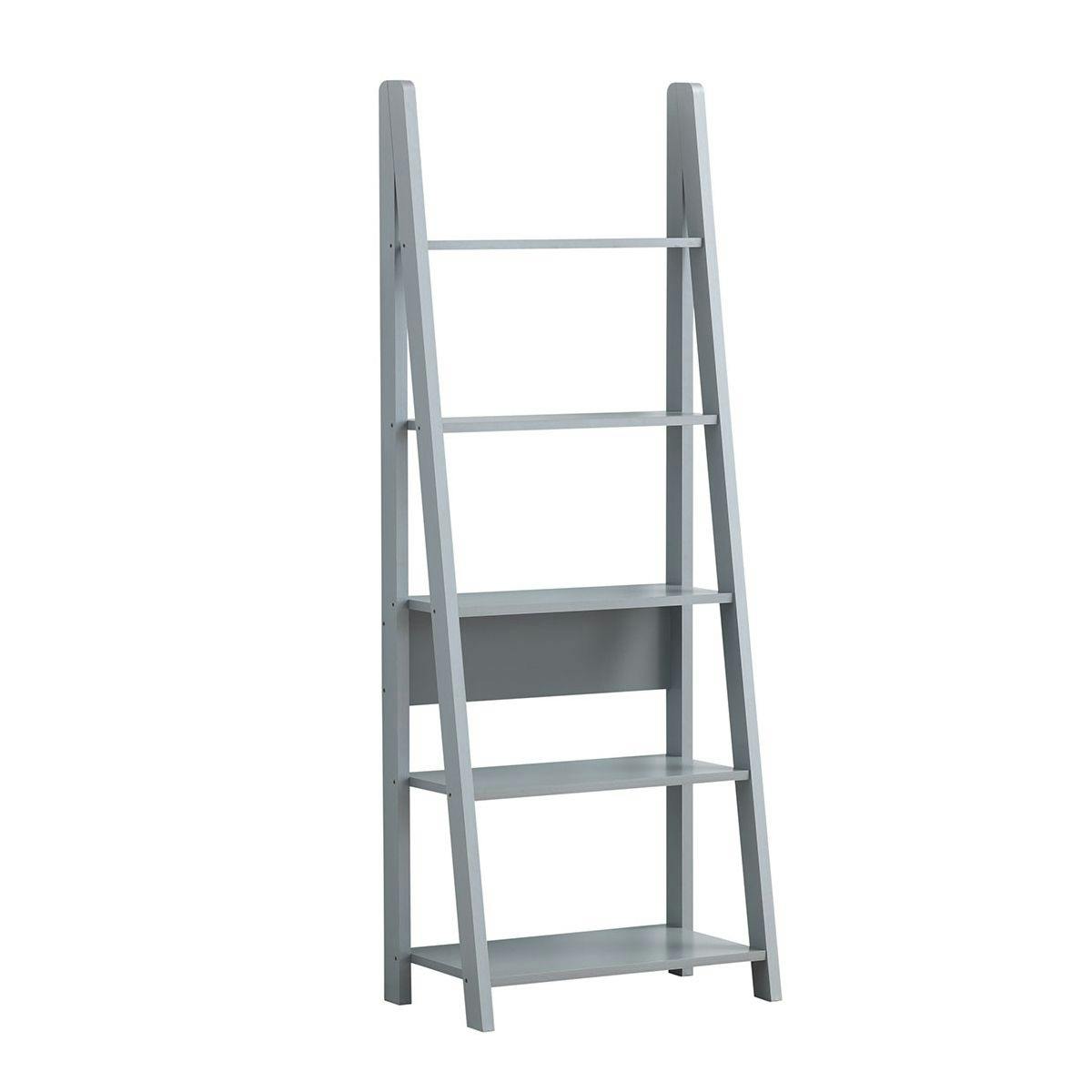 Timber Art Design Light/Grey Riva Retro 5 Tier Ladder Bookcase Display Shelf Unit
