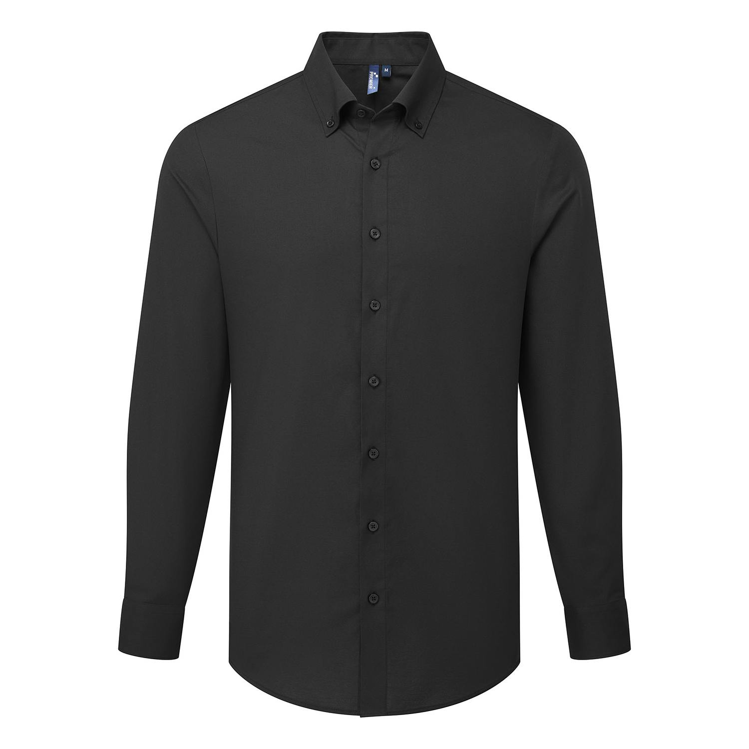 Premier (M, Black) Mens Supreme Oxford Long-Sleeved Formal Shirt - Image 2
