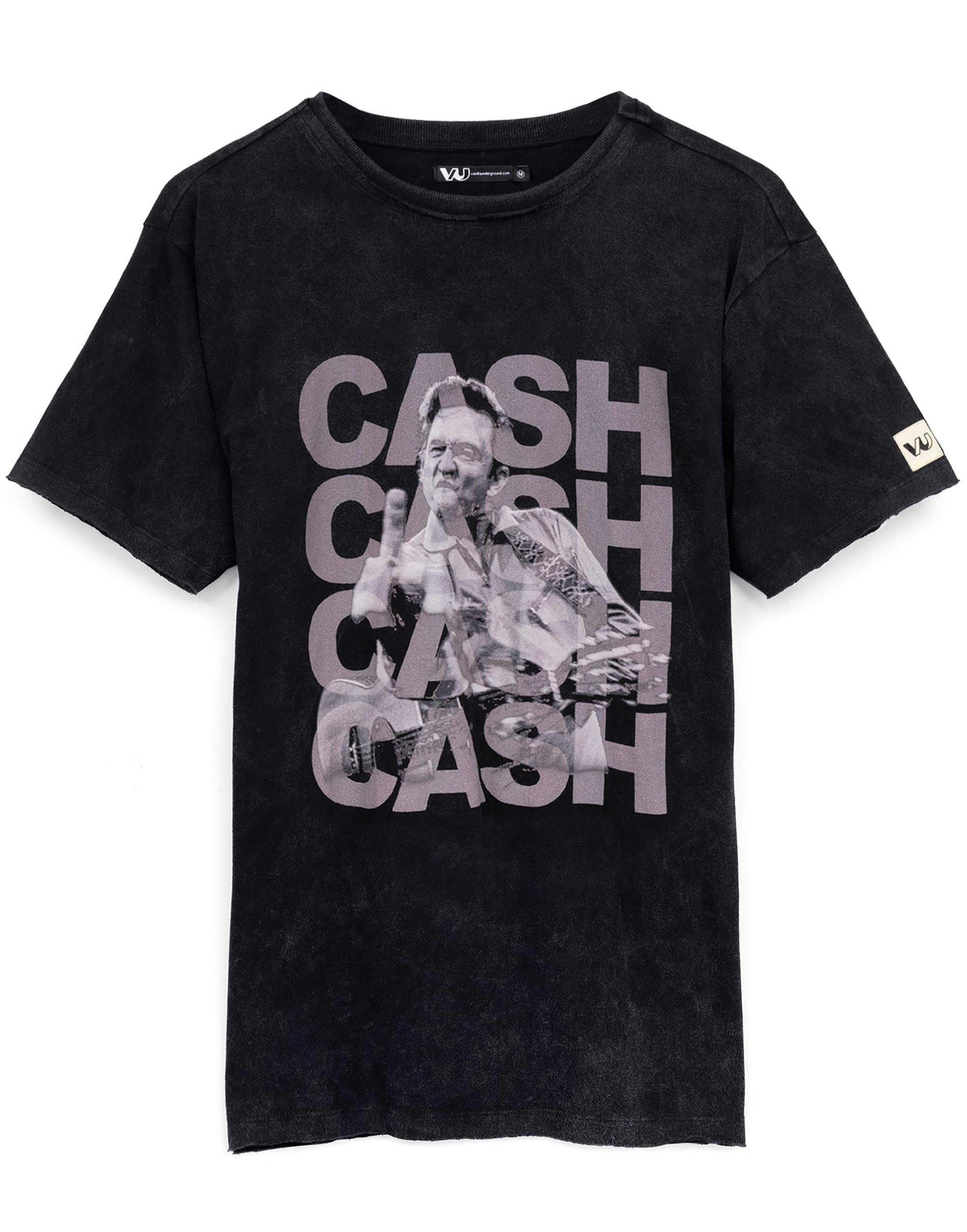 Vanilla Underground Men's Black Johnny Cash Character Short Sleeved T-Shirt - Medium