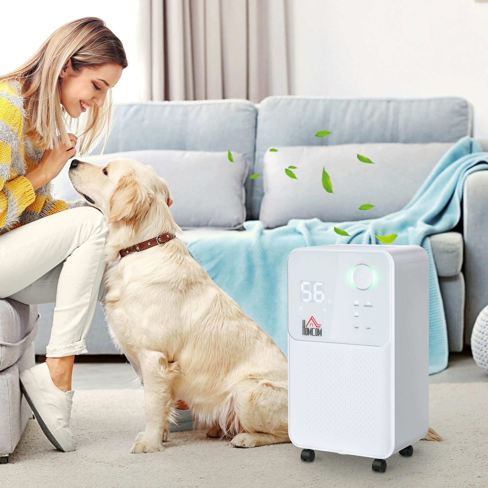 Homcom White 2L Portable Quiet Dehumidifier, 12L/Day - 28Cm X 20Cm X 50.5Cm