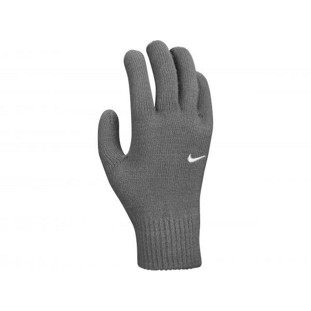 Nike Men's Grey Knitted Swoosh Gloves - S-M - 95% Acrylic/5% Spandex
