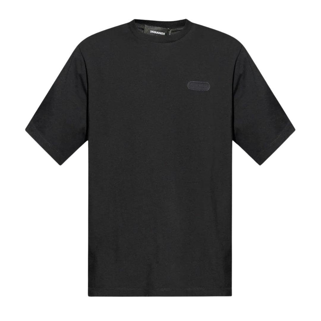Dsquared2 Unisex Black Adult Monotone Logo Loose Fit Casual T-Shirt - M - 100% Cotton