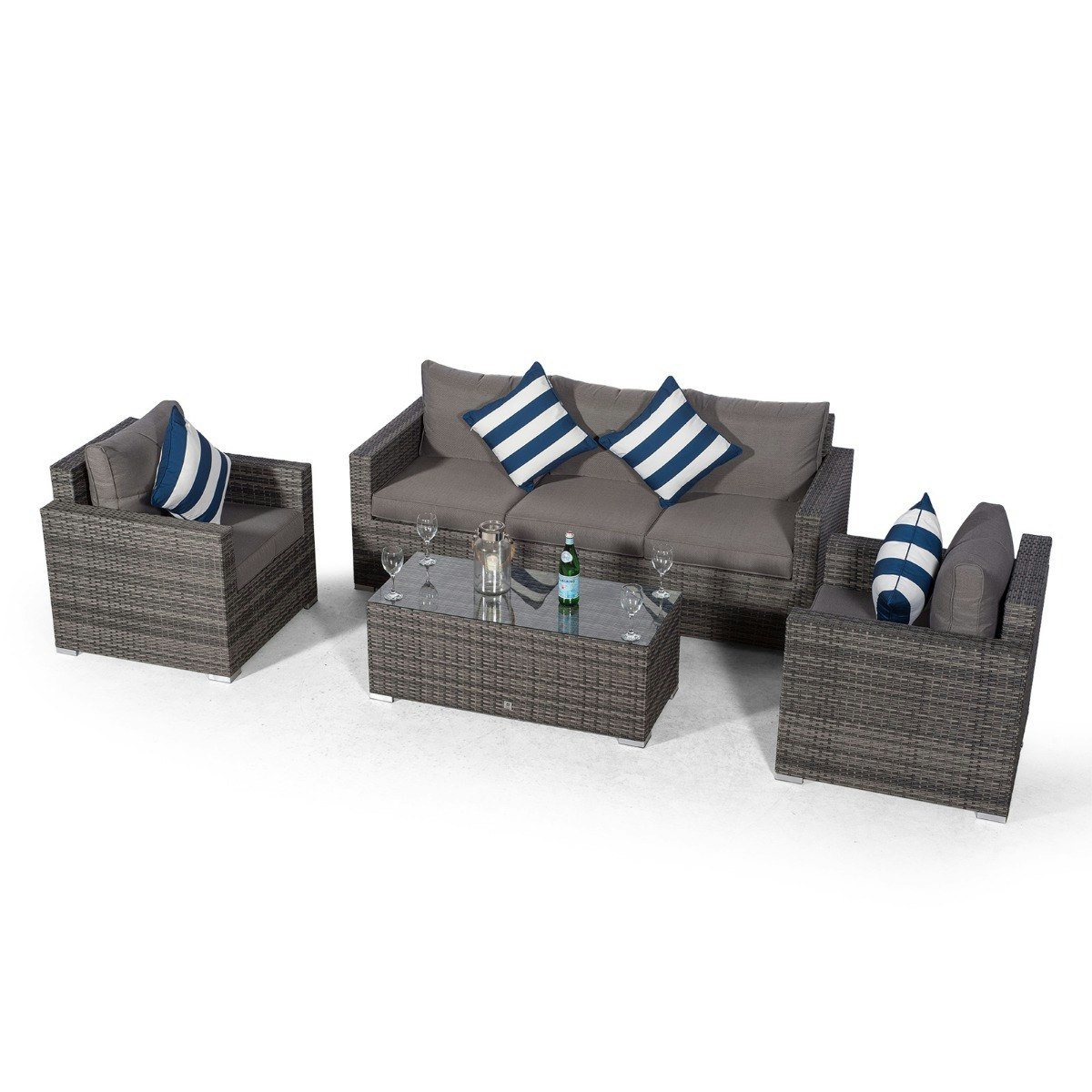 Rackhams Grey Sydney 5 Seater Rattan Conversation Sofa Set With Coffee Table - 1