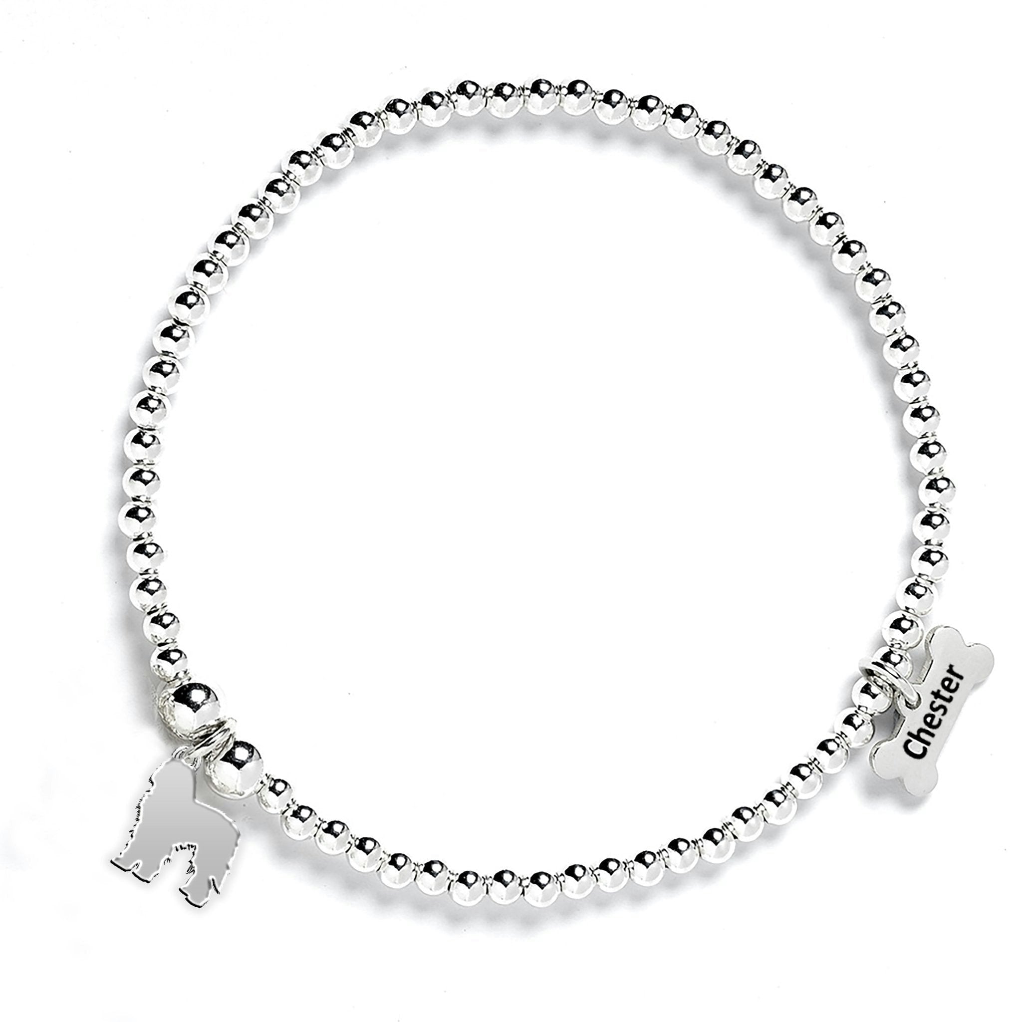 Mylee London Silver Bergamasco Silhouette Ball Bead Bracelet - Personalised - No