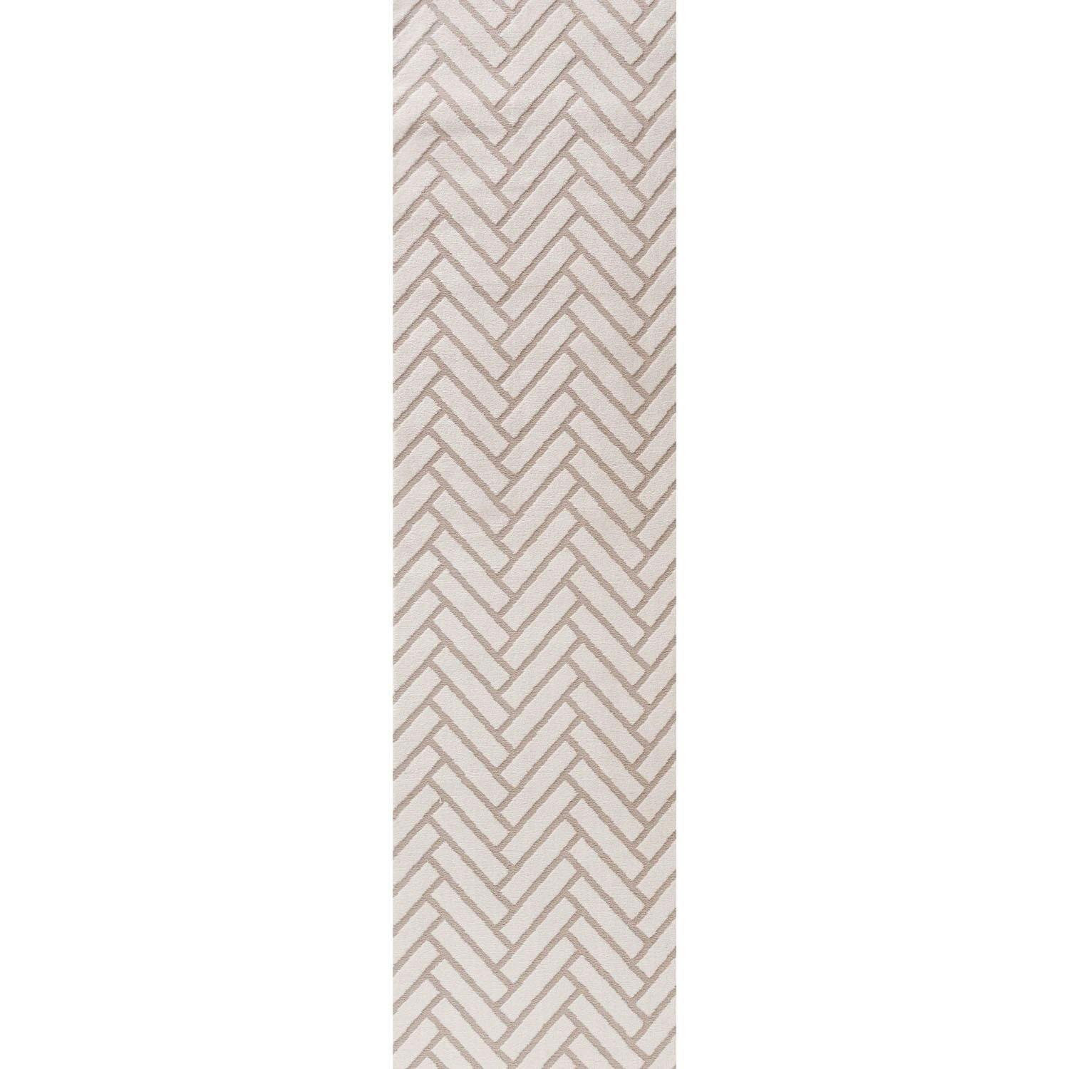 The Rugs Beige Loft Chevron Rug - 80X300 Cm