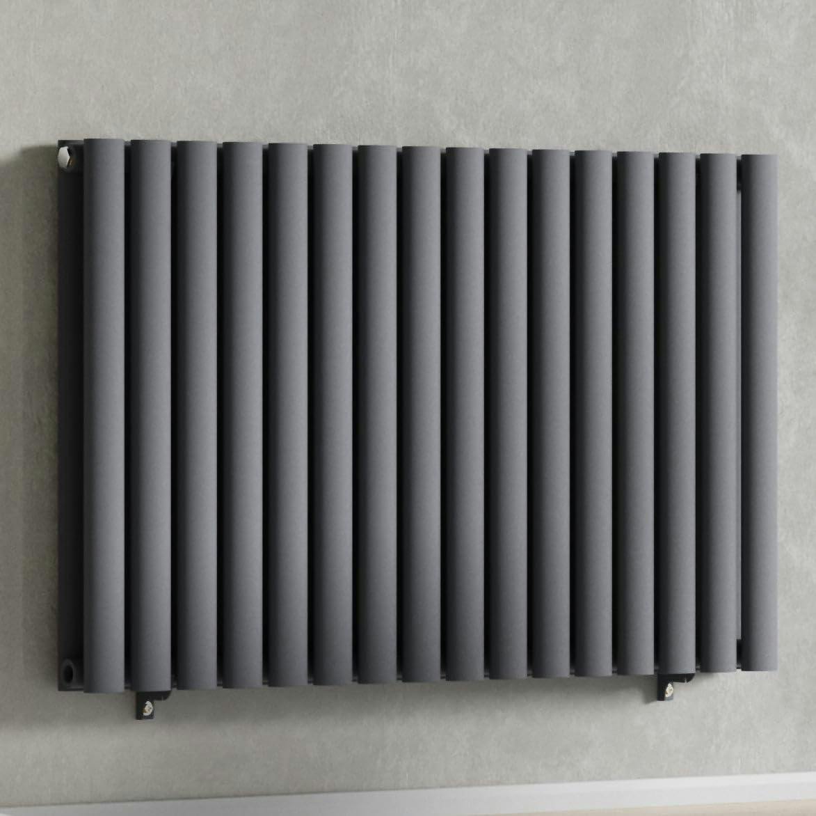 Myhomeware Anthracite/Gray 960 X 600 Mm Modern Horizontal Column Designer Radiator Oval Double Panel Radiator Heater
