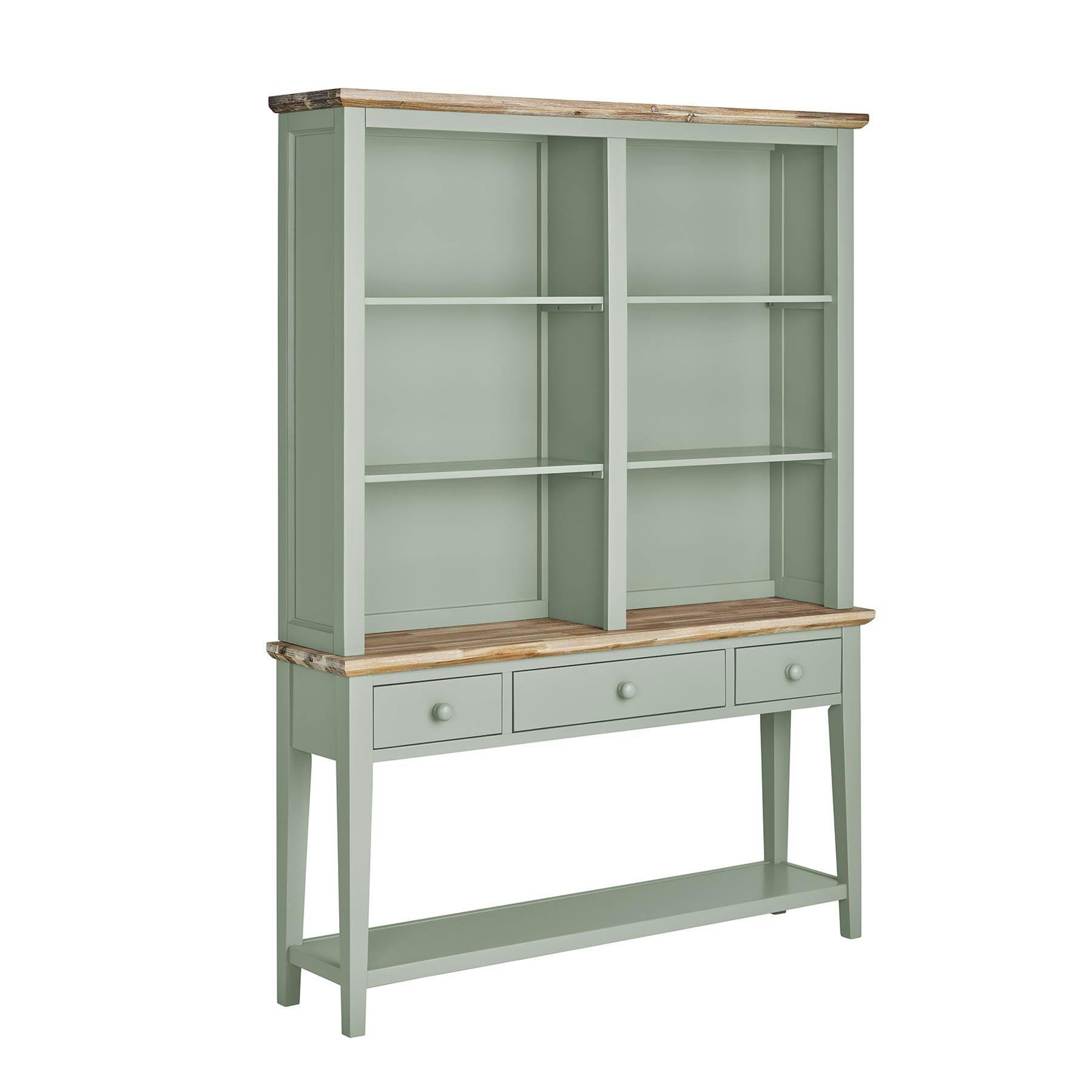 Rackhams Green Florence Console Table And Hutch, Display Cabinet With Shelves - Sage