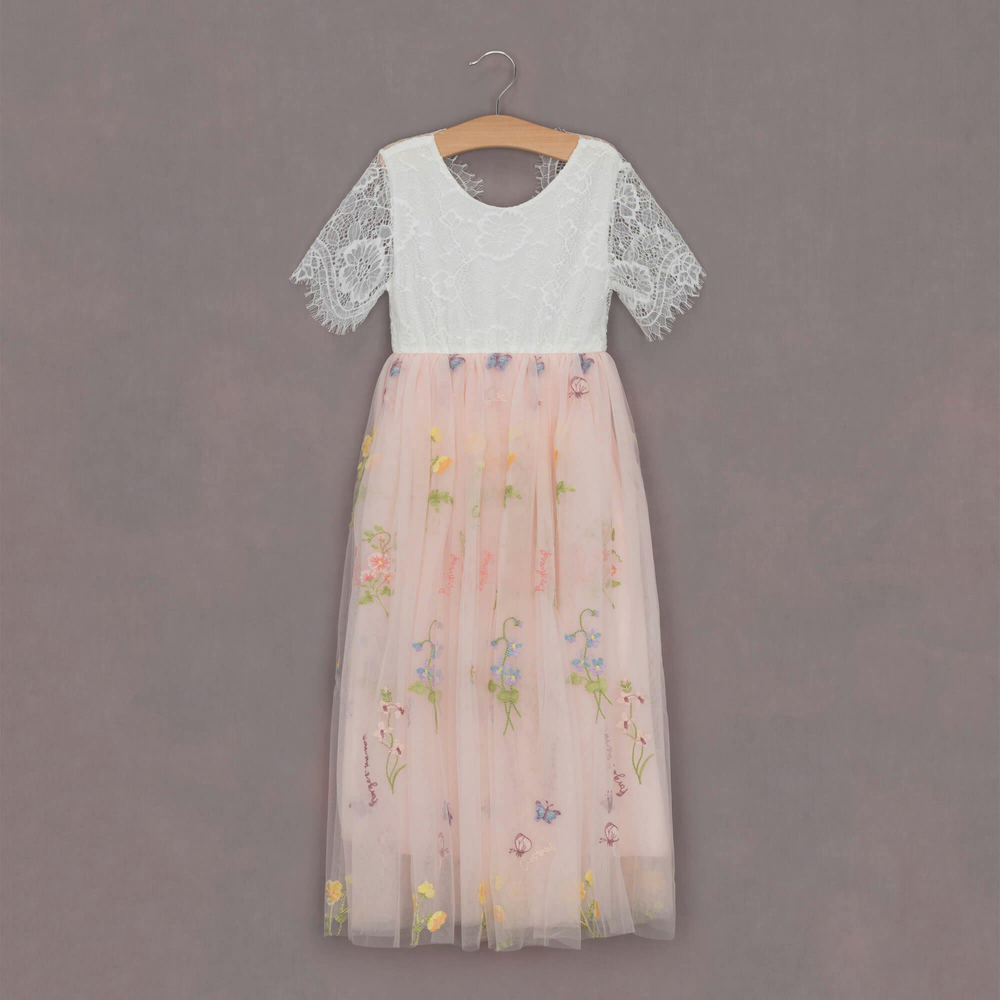 Uk Flower Girl Boutique Girls Pink/White Uk Flower Boutique Enchanted Dress - Baby / Lace - 9/10 Years