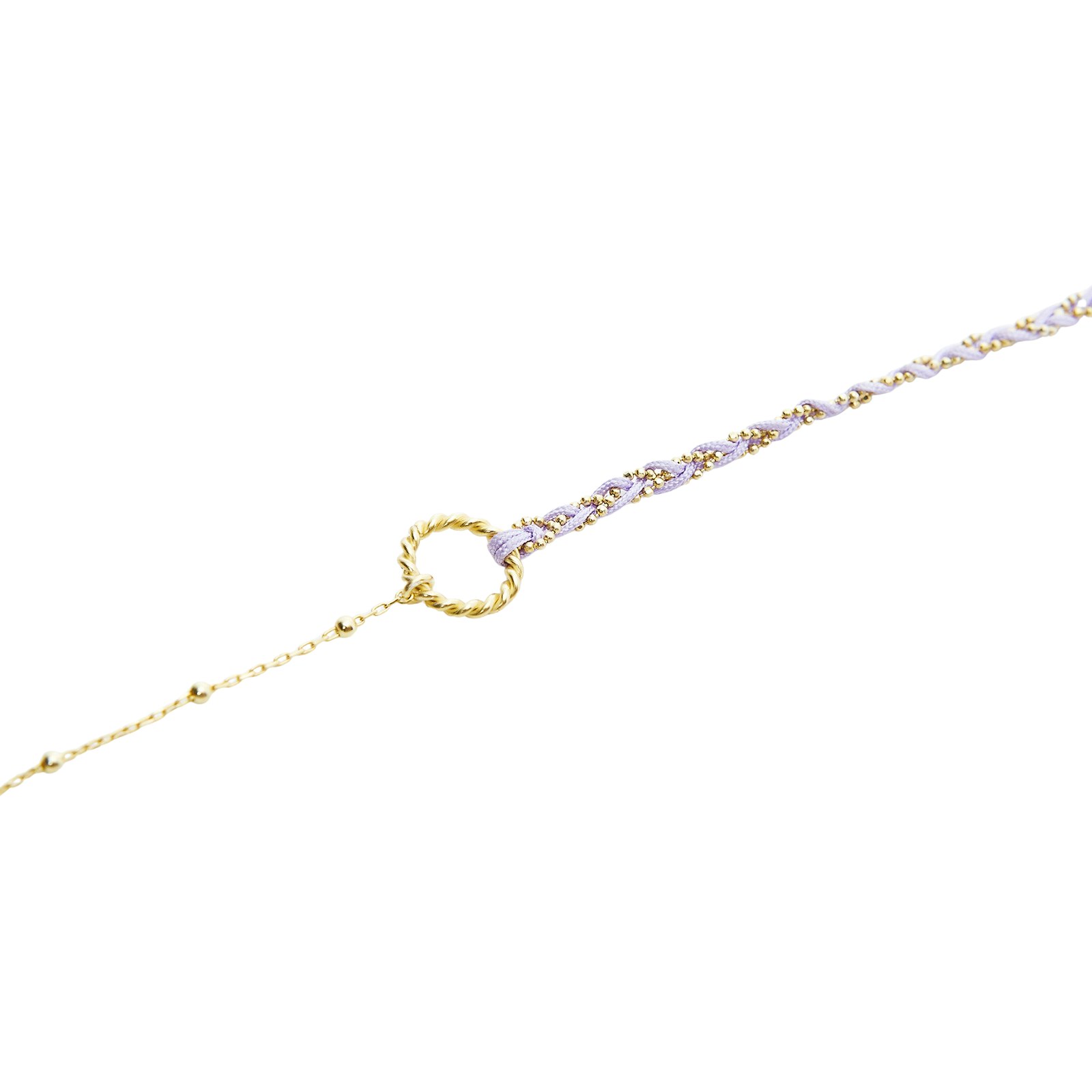 Spero London Silver/Lilac Handmade Rope Braided Sterling Beaded Chain Bracelet