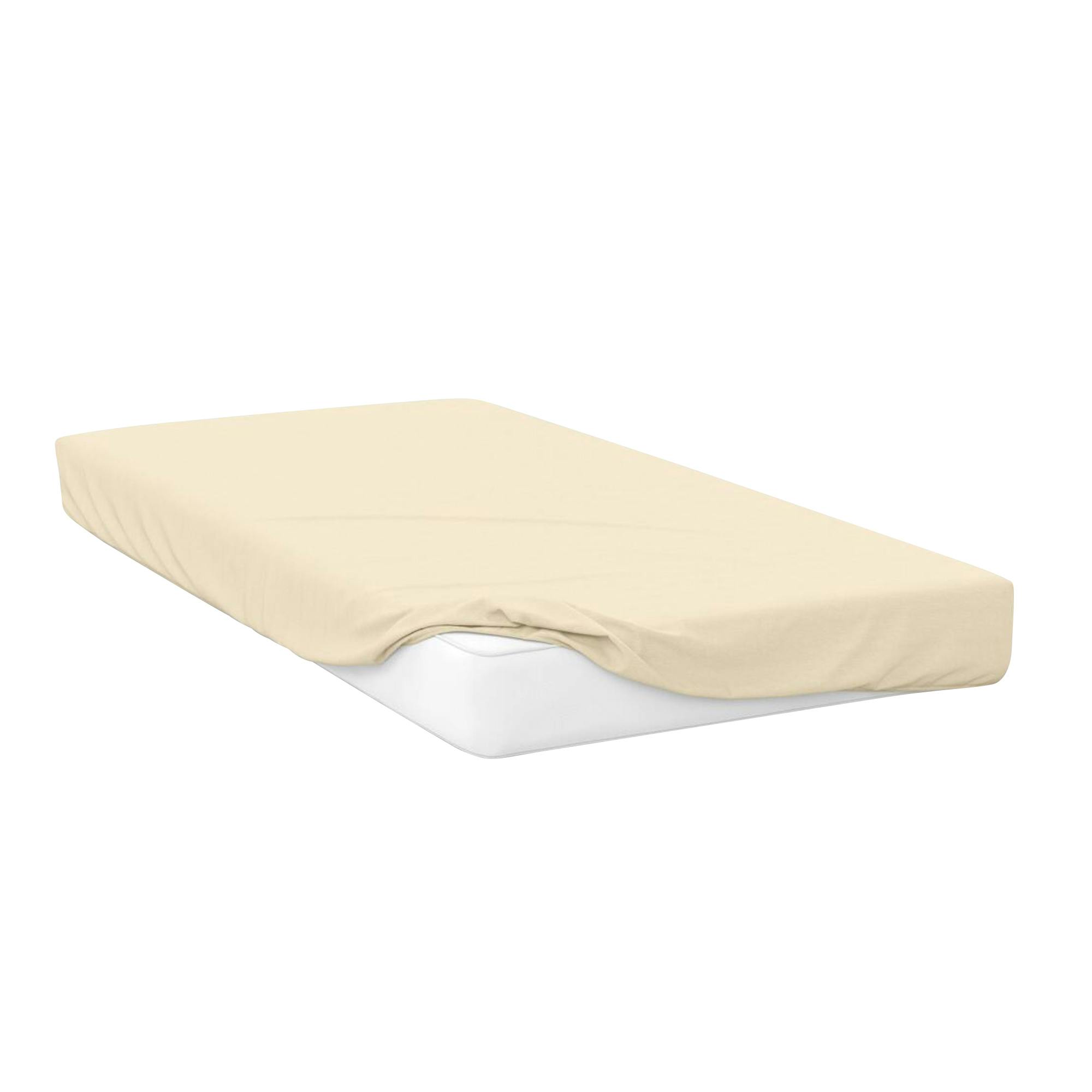 Belledorm Ivory Jersey Cotton Fitted Sheet - Kingsize - 100% Jersey
