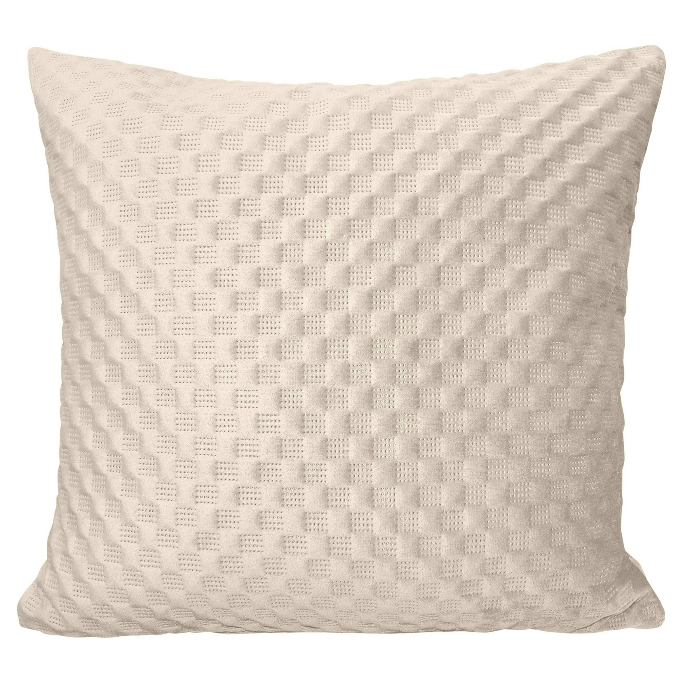 Rackhams Cream 3D Embossed Checkered Plain Cushion - 43Cm X 43Cm