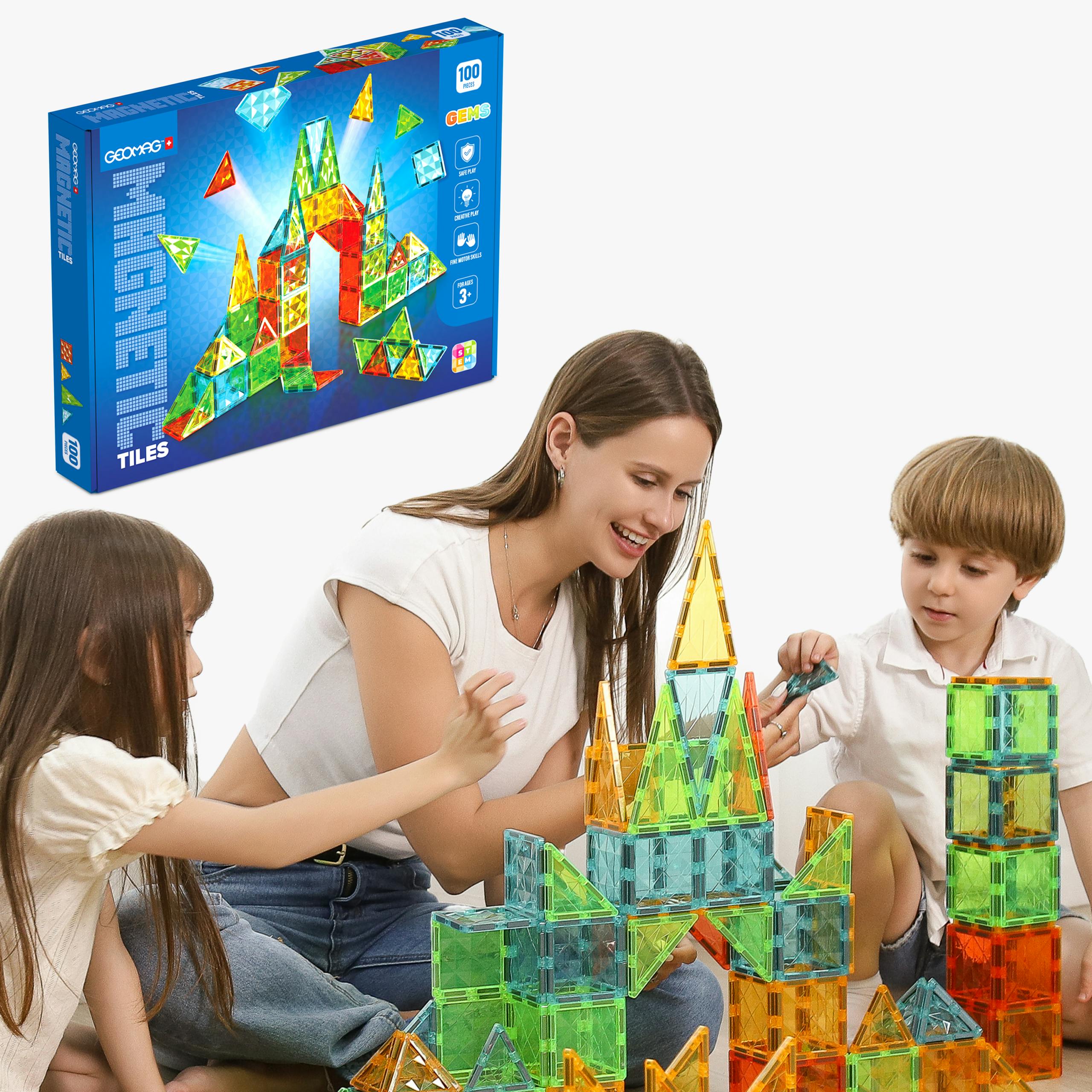 Geomag Green Magnetic Tiles Gems 100 Pieces - Multi - Plastic