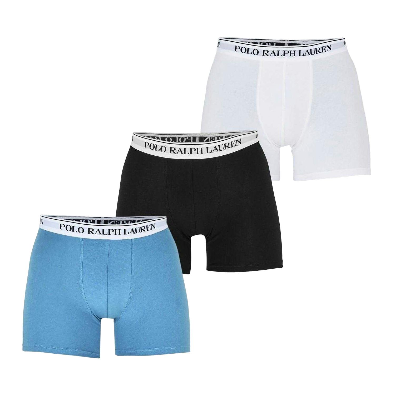 Ralph Lauren Men's Blue/White/Black Boxer Shorts (Pack Of 3) - Xxl - 100% Mixed