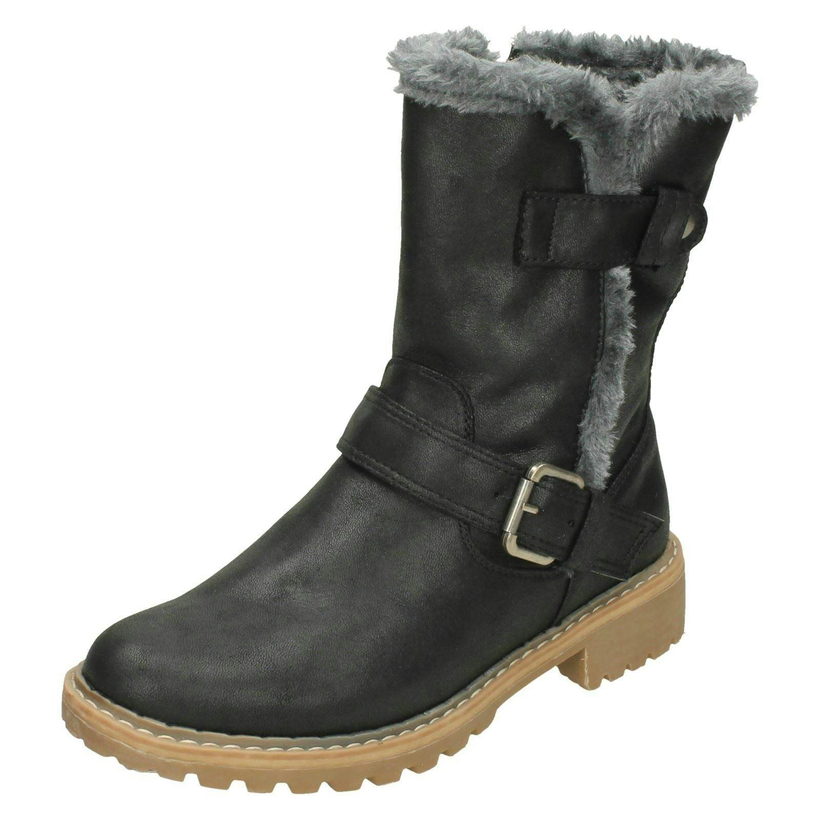 Down To Earth Women's Black Fur Trim Calf Boots - Uk 3