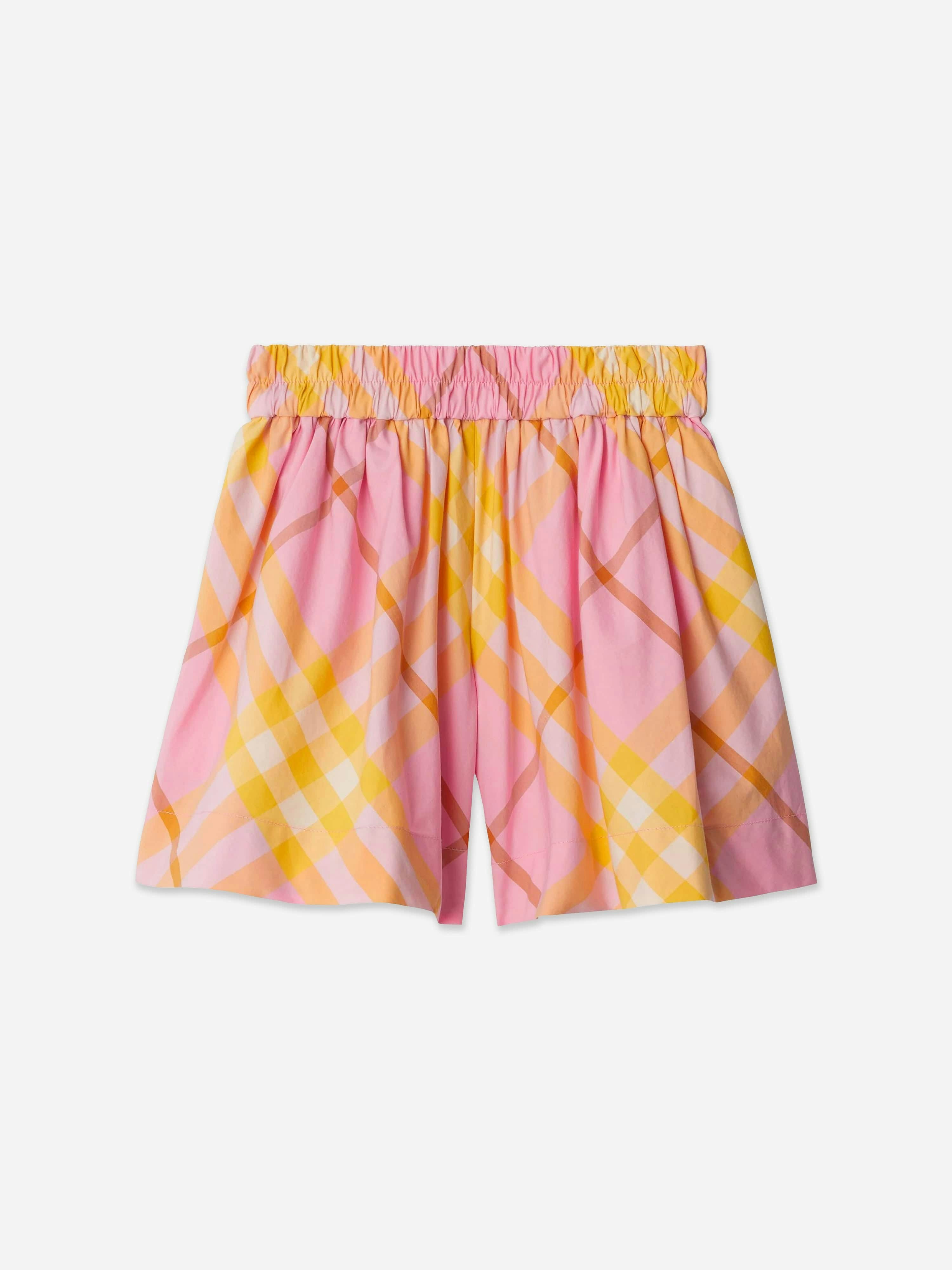 Burberry Kids Girls Pink Burberry Marcy Check Shorts In - 12 Yrs