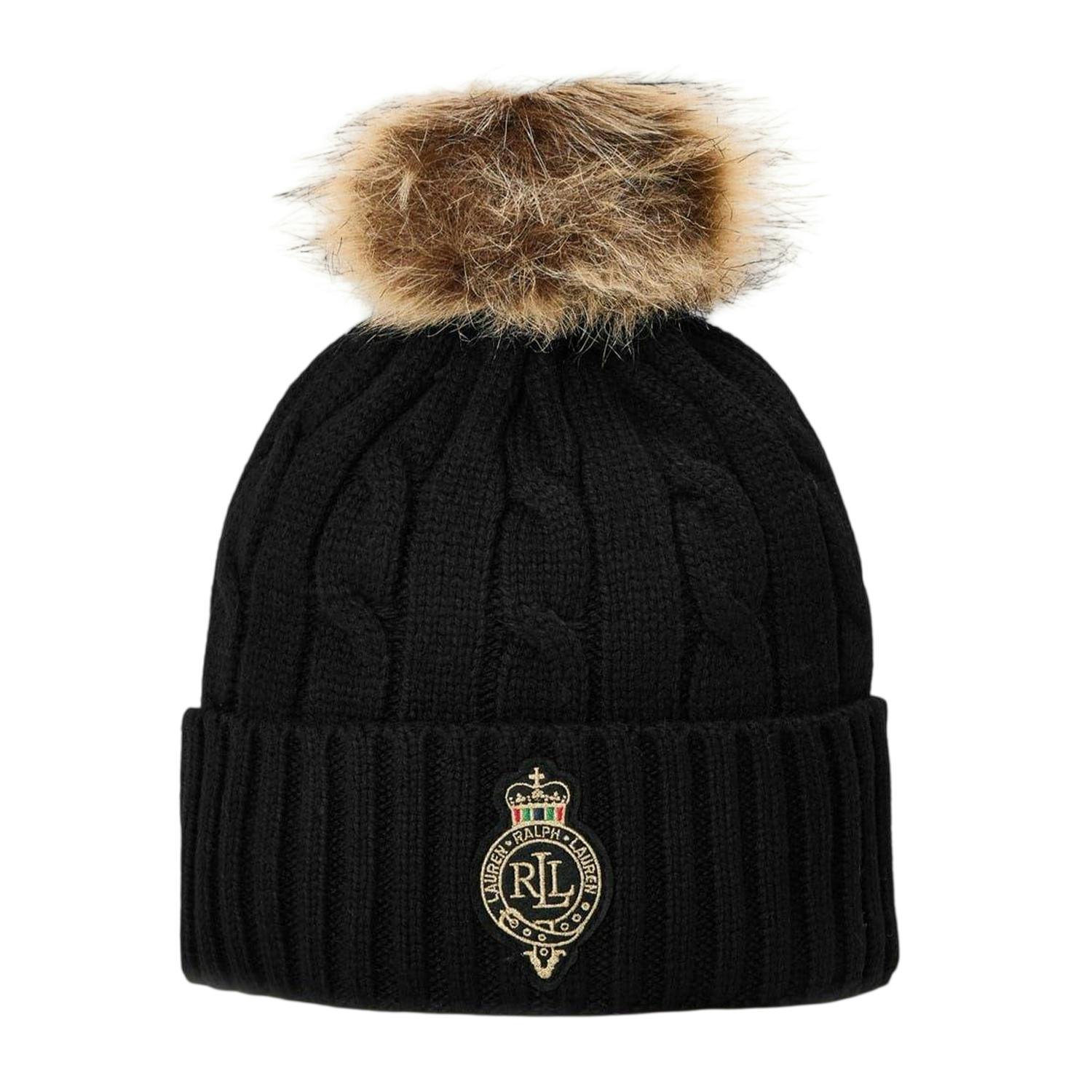 Ralph Lauren Women's Black Polo Beanie - One Size