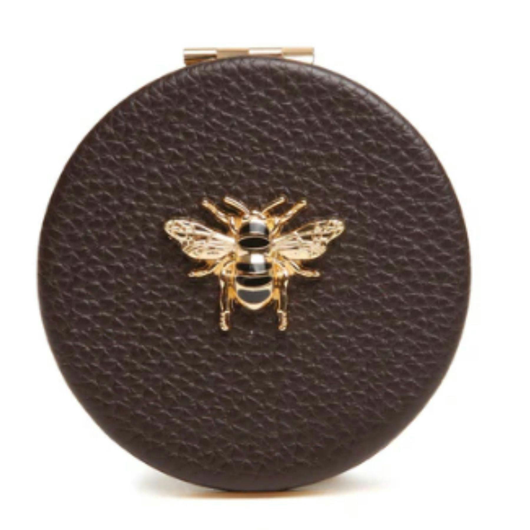 Alice Wheeler Gold London Bee Compact Mirror - Chocolate