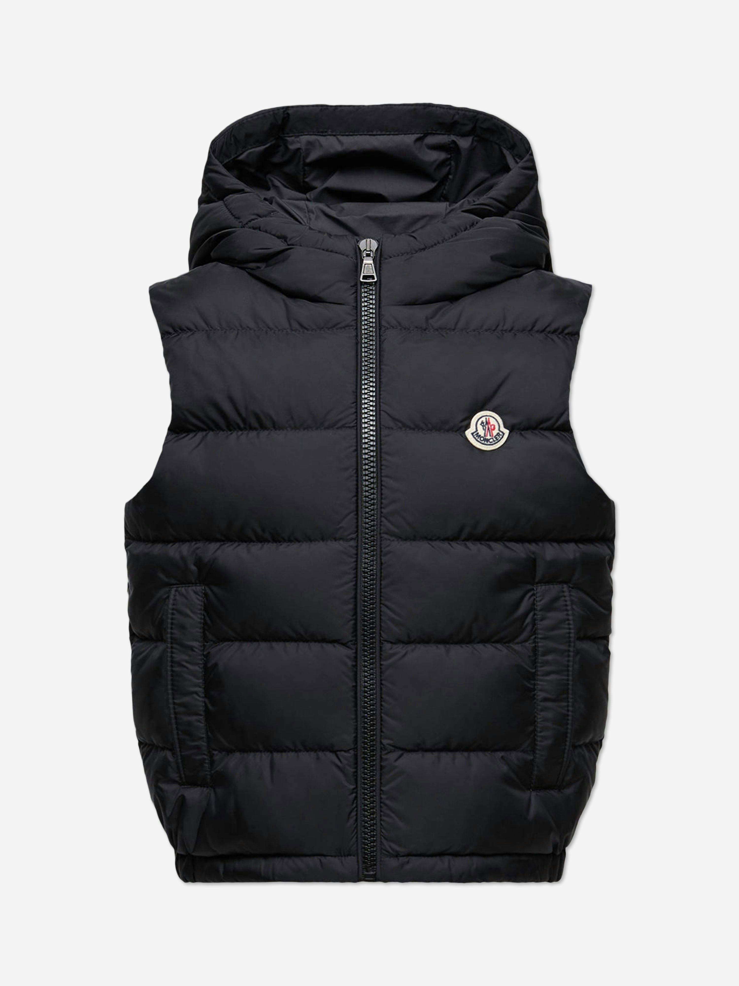 Moncler Enfant Boys Black Kids Down Padded Fudo Gilet In - 8 Yrs