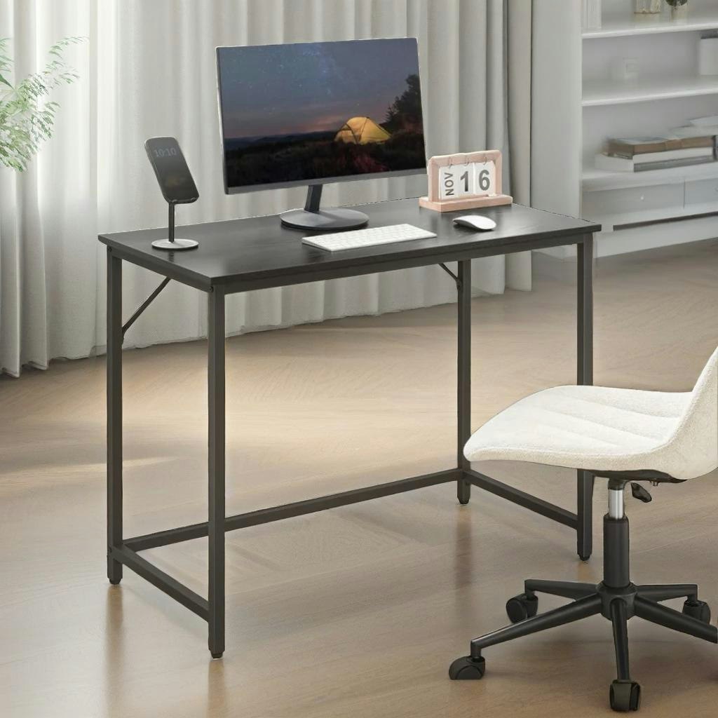Rackhams Black Industrial Computer Desk Home Office Workstation