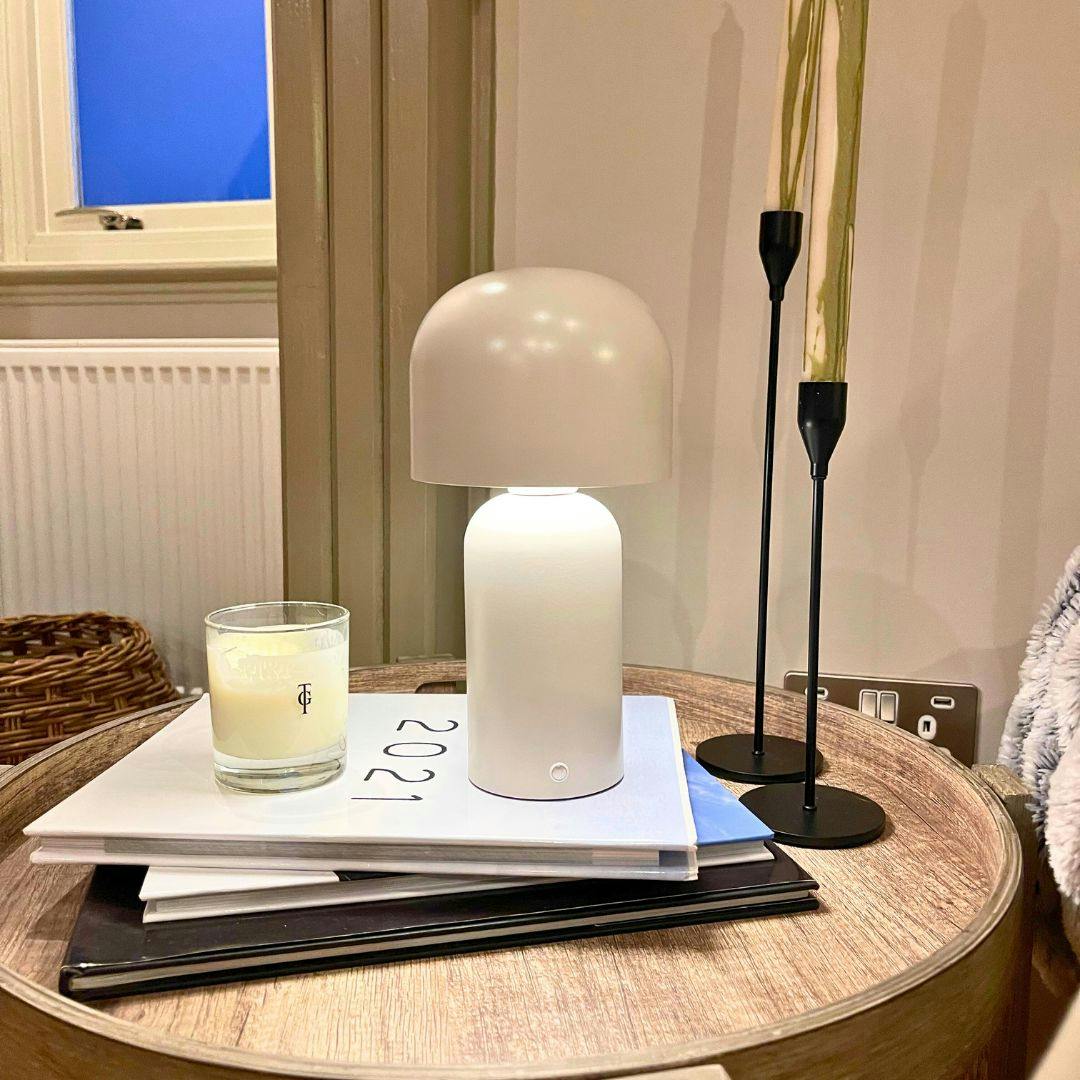 Rackhams White/Light Tina Natural Led Rechargeable Table Lamp