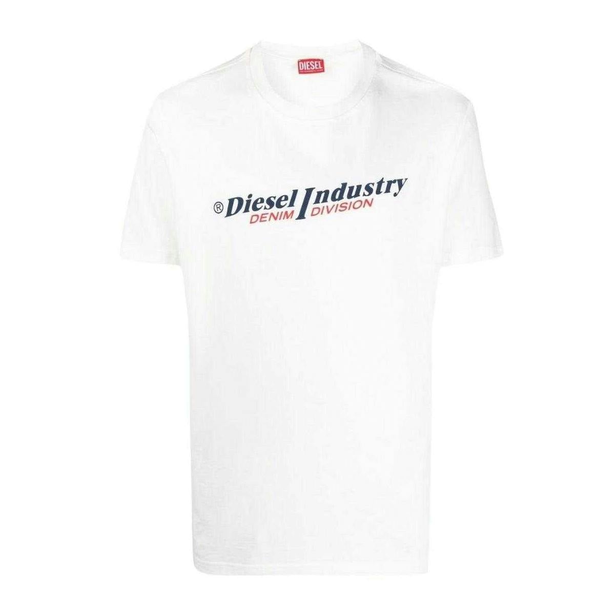 Diesel Unisex White Adult Industry Denim Division Logo T-Shirt - Xxl - 100% Cotton