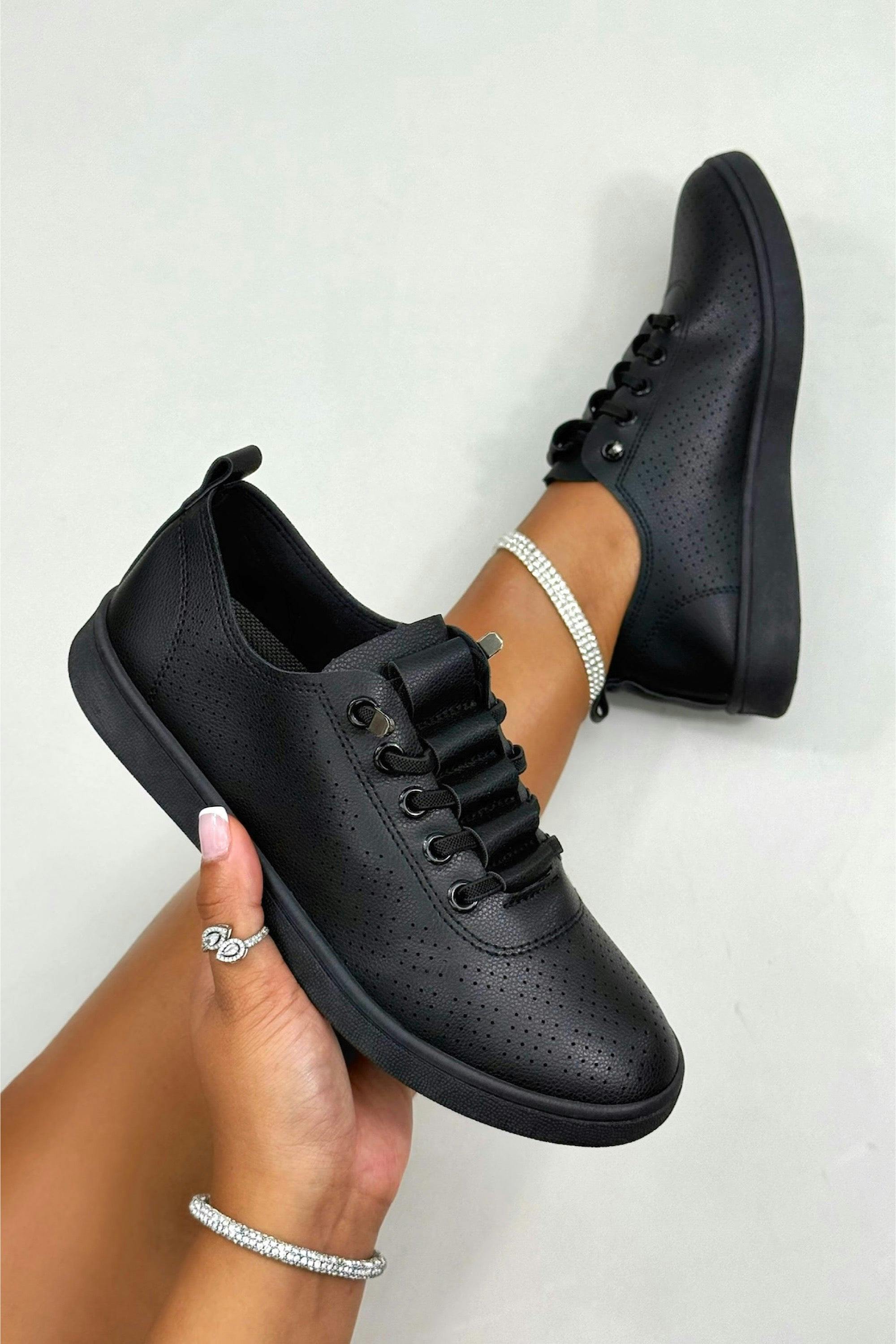 Love Lemonade Women's Black Comfort Breeze Loop Trainers - Uk 6