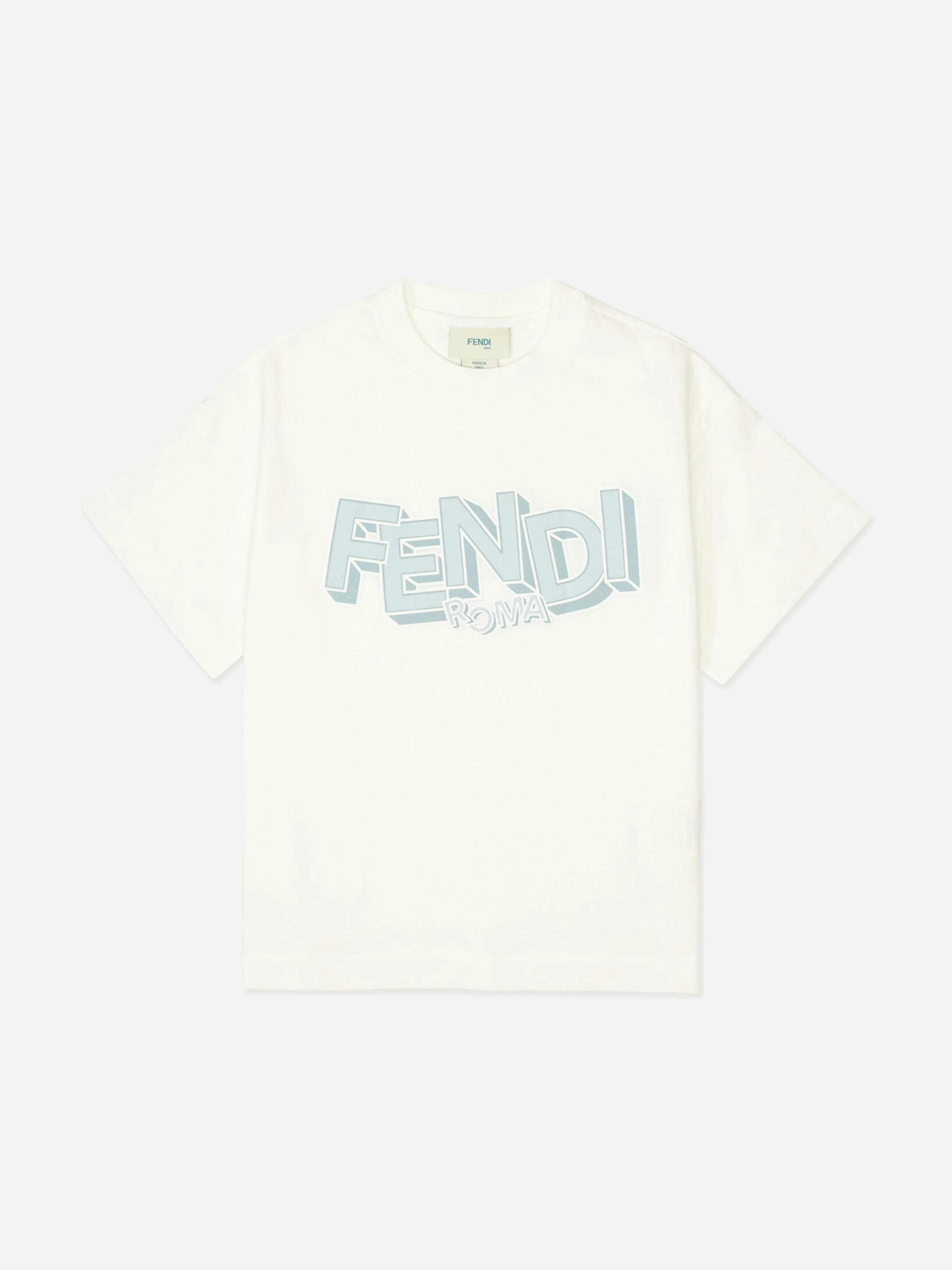 Fendi Kids Boys White Fendi Logo T-Shirt In - 5 Yrs