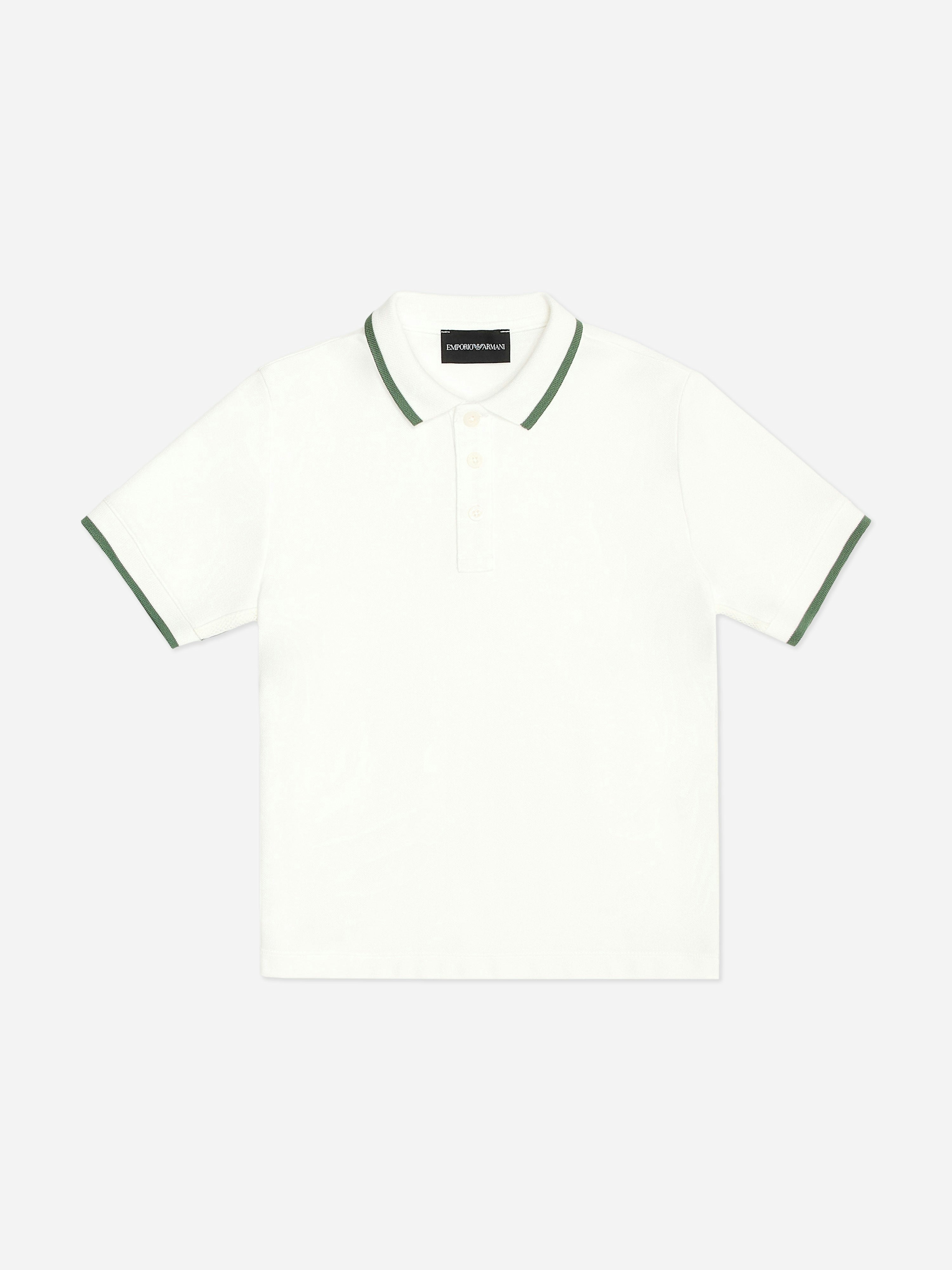 Emporio Armani Boys Ivory Logo Tape Polo Shirt In - 8 Yrs