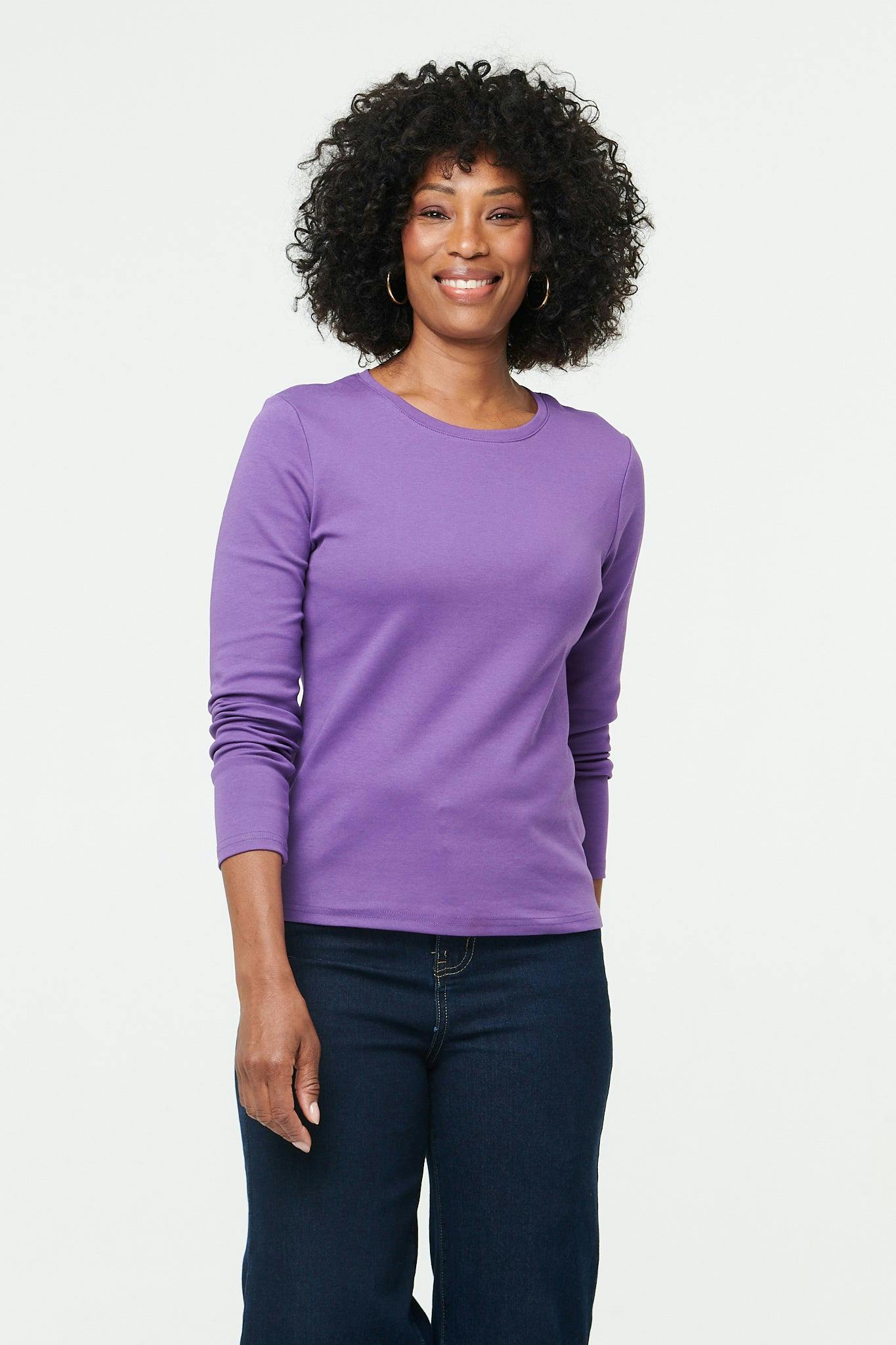 Izabel London Purple Slim Fit Long Sleeve T-Shirt - 10