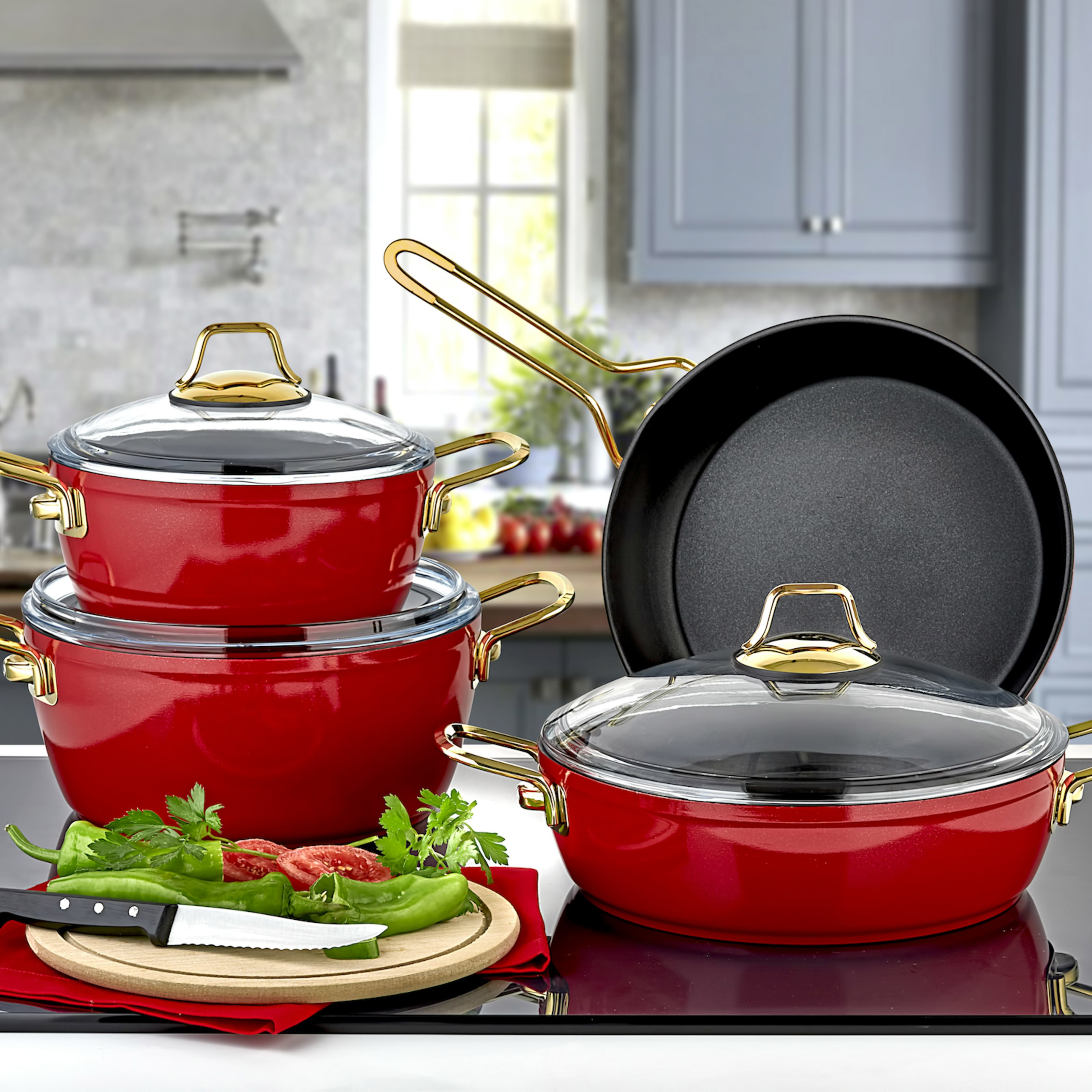 Rackhams Gold Grande Collection 7-Piece Non-Stick Granite Cookware Set