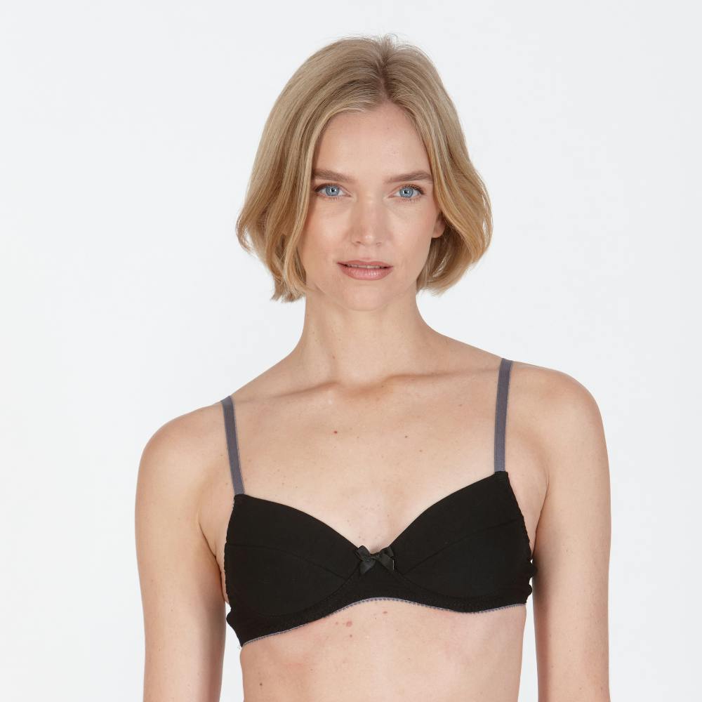 Little Women Women's Black Little Kiki Cotton Non-Wired T-Shirt Bra - 34Aaa