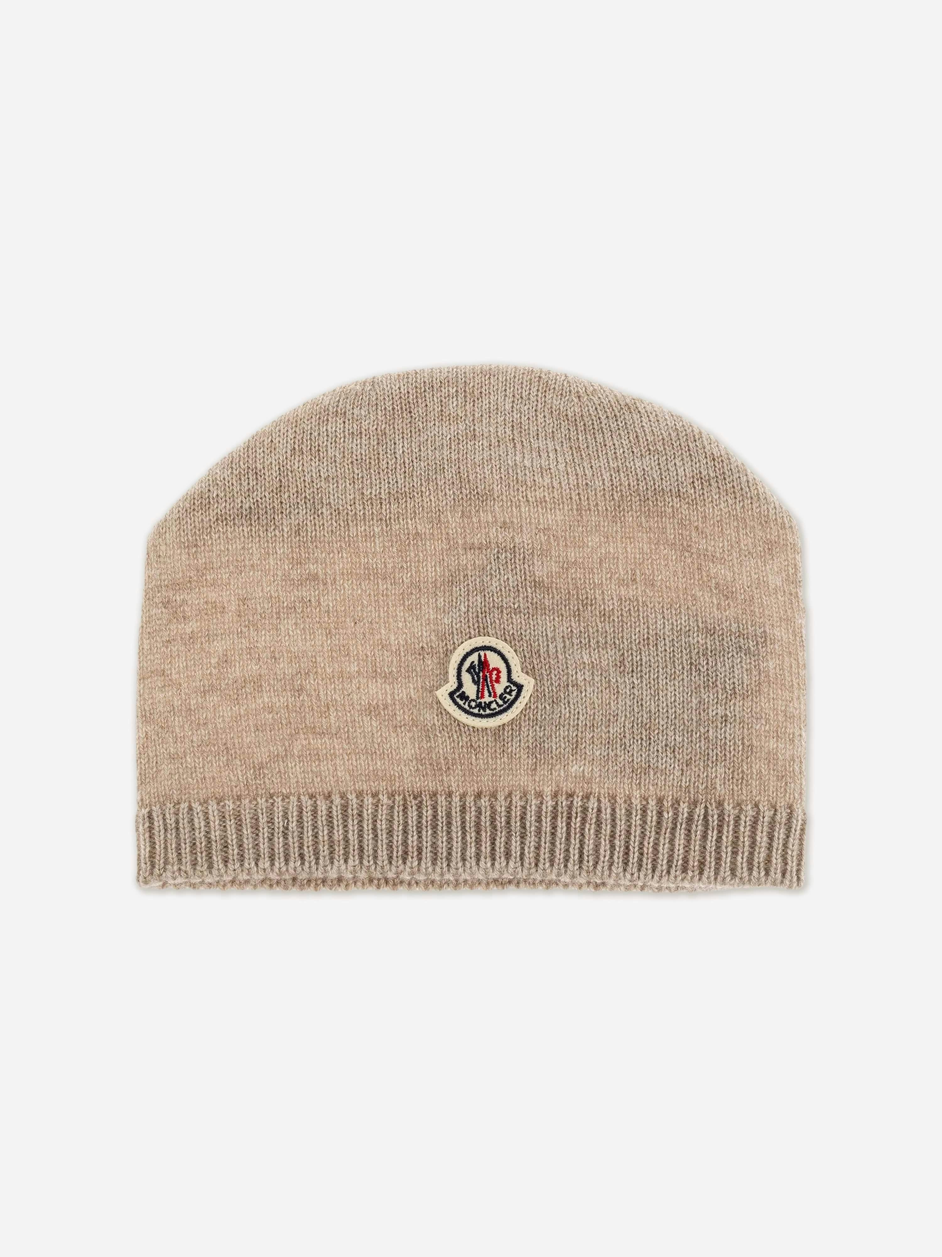 Moncler Enfant Beige Baby Cashmere Beanie Hat In - Xxs (9-12 Mths)