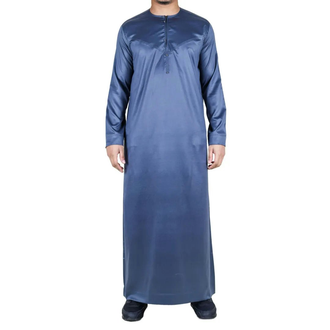 Thobez Men's Tt-002 - Satin Emirati Thobe Islamic Clothing - Charcoal - 58 - Slim