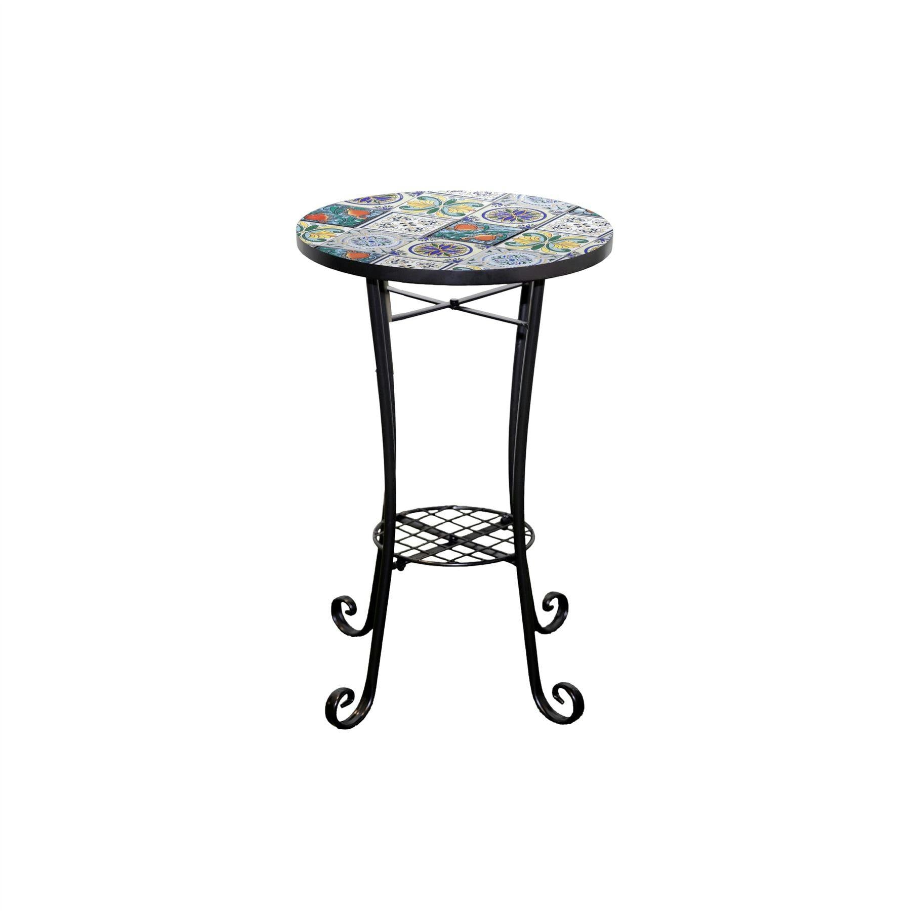 Rackhams 35Cm Mosaic Plant Stand And Side Table With Ceramic Tile Top For Indoor And Outdoor Use - 38.5 X 44 X 68
